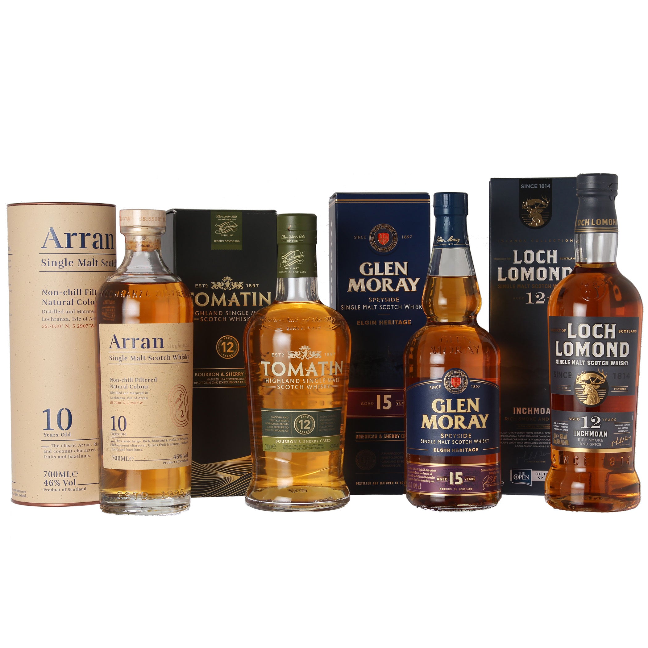 4 Whisky als Grundausstattung ausgesucht von unserem Einkäufer