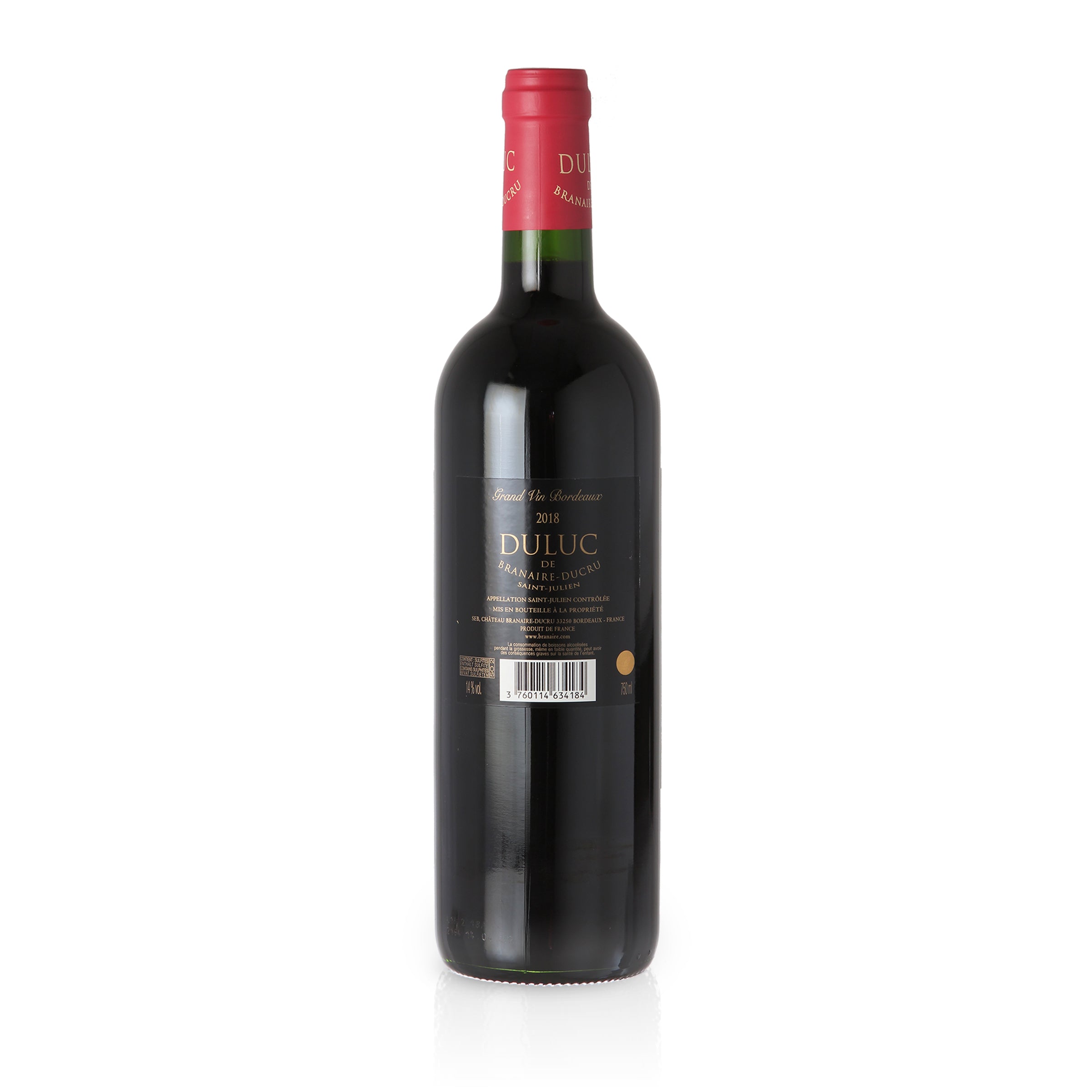 2018 Duluc de Branaire-Ducru Dry Red Wine, Saint-Julien Grand Vin Bordeaux