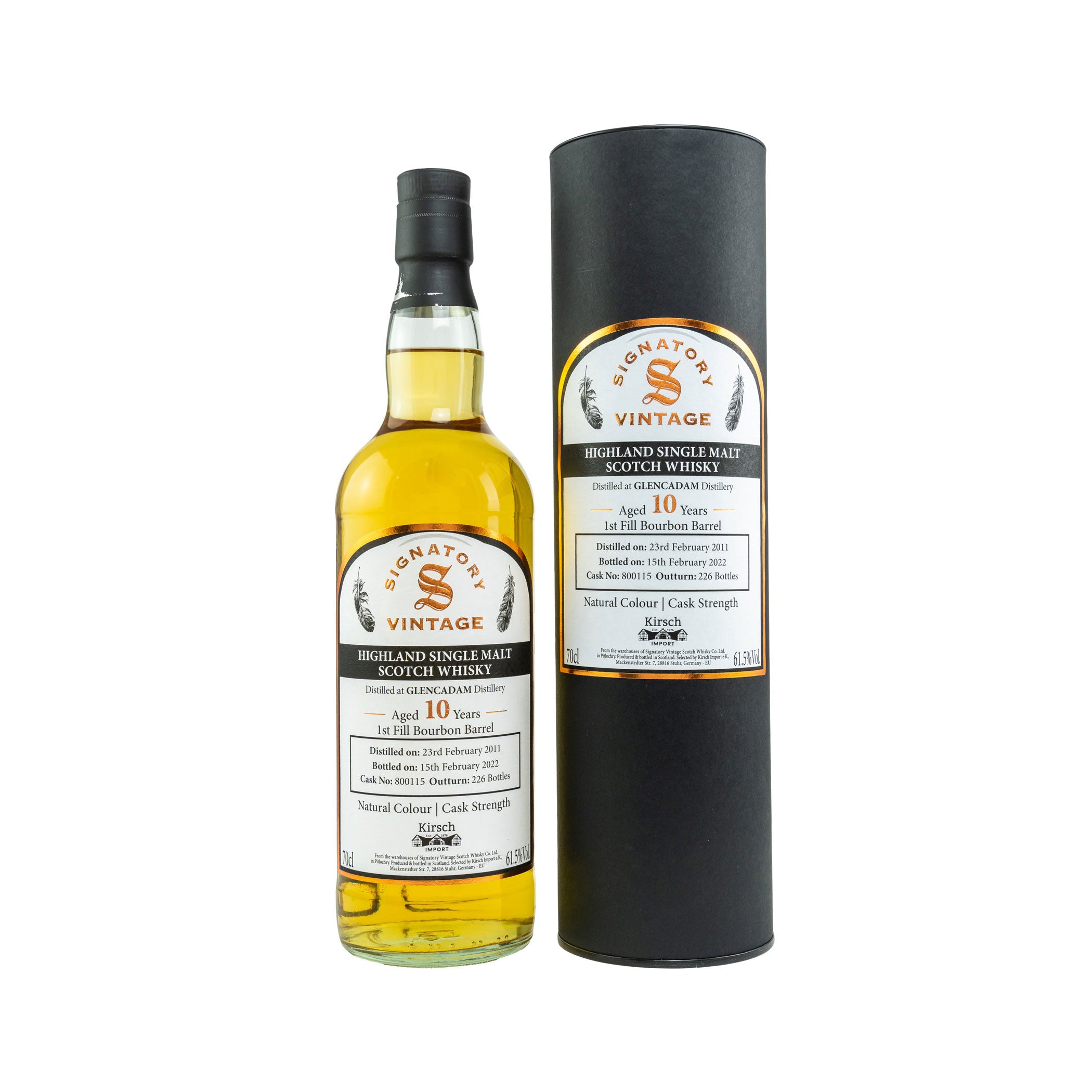 Glencadam 2011/2022 Signatory Vintage Highland Single Malt Scotch Whisky Selected by Kirsch Import