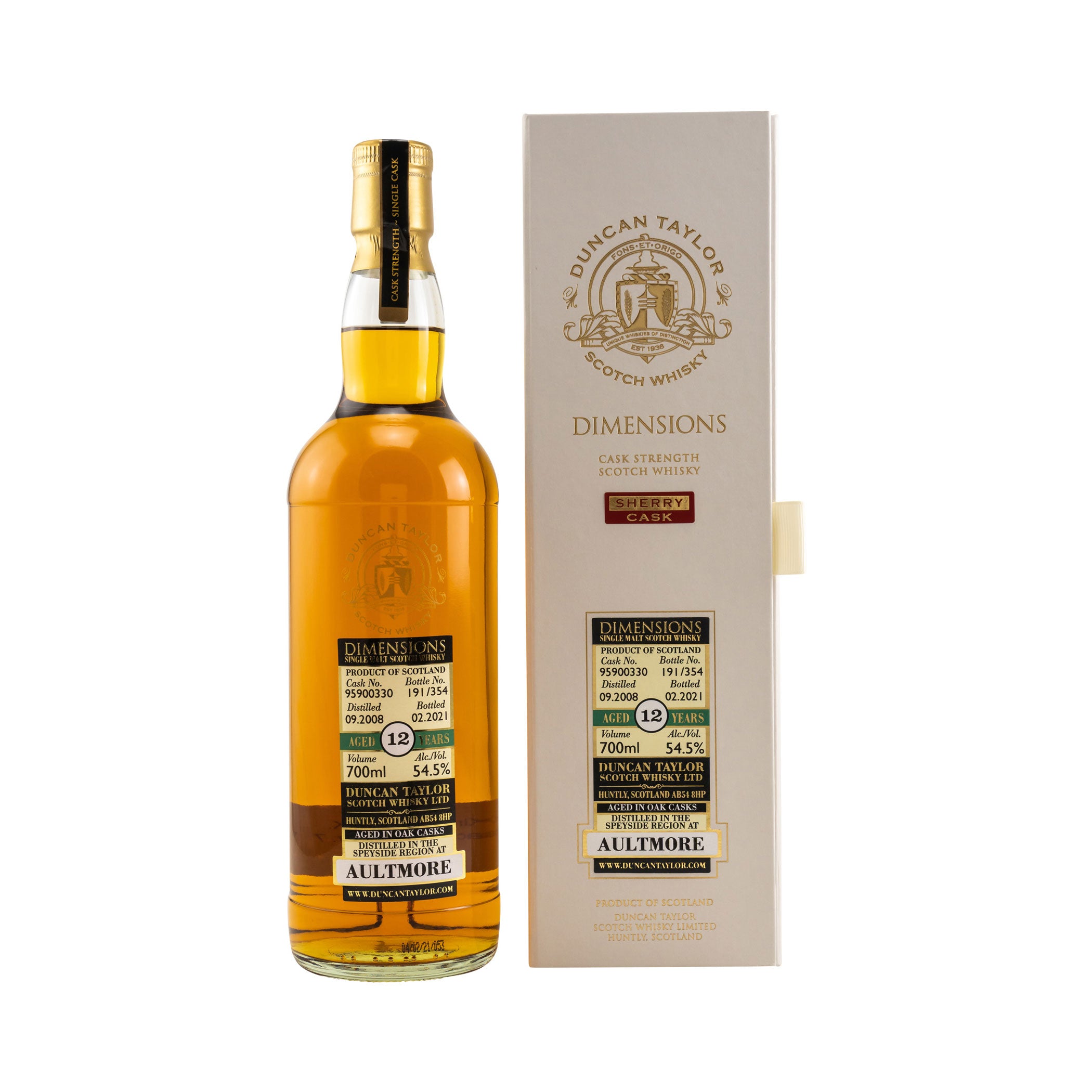Aultmore 2008/2021 - 12 Jahre - #95900330 -Sherry Cask- Dimensions (Duncan Taylor)