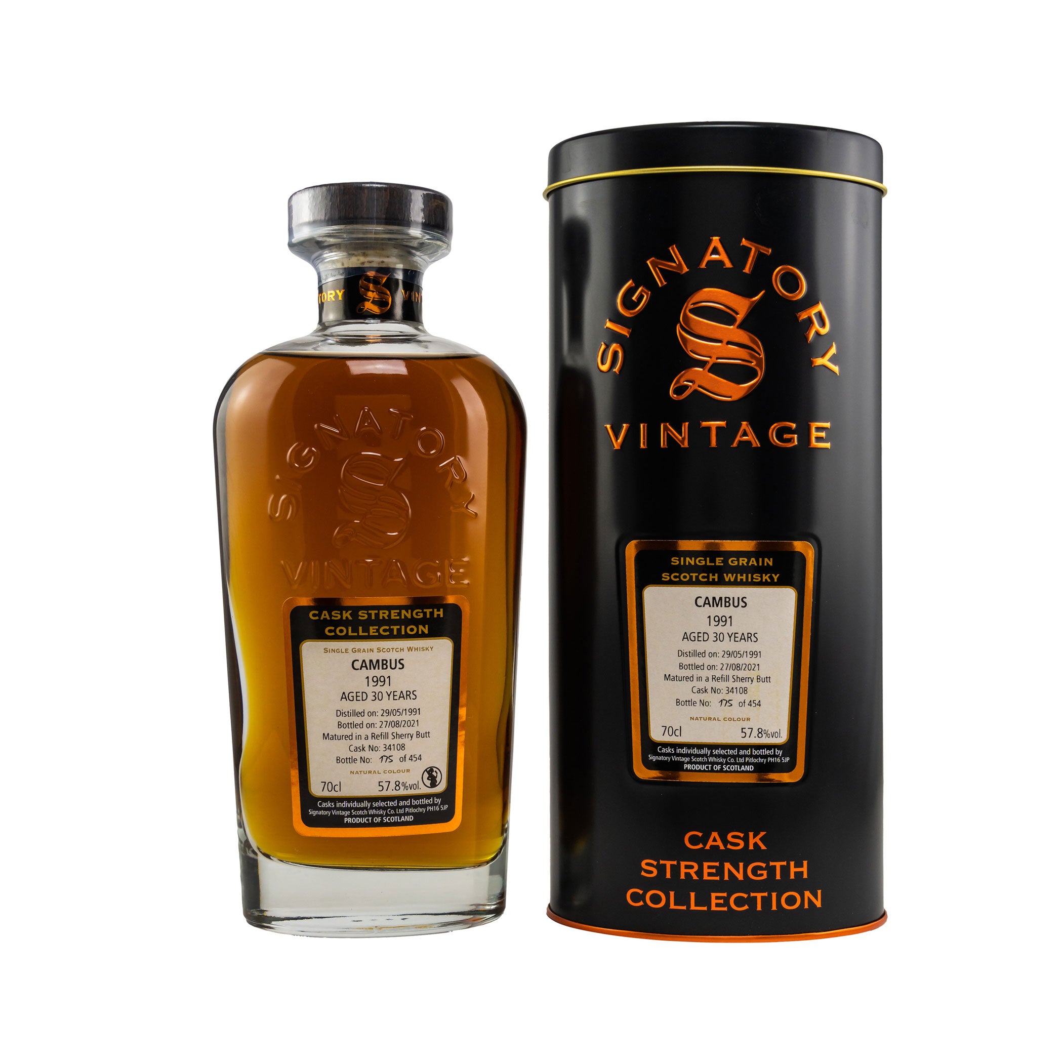 Cambus 1991/2021 - 30 Years Old Single Refill Sherry Butt #34108 Cask Strength Collection (Signatory)