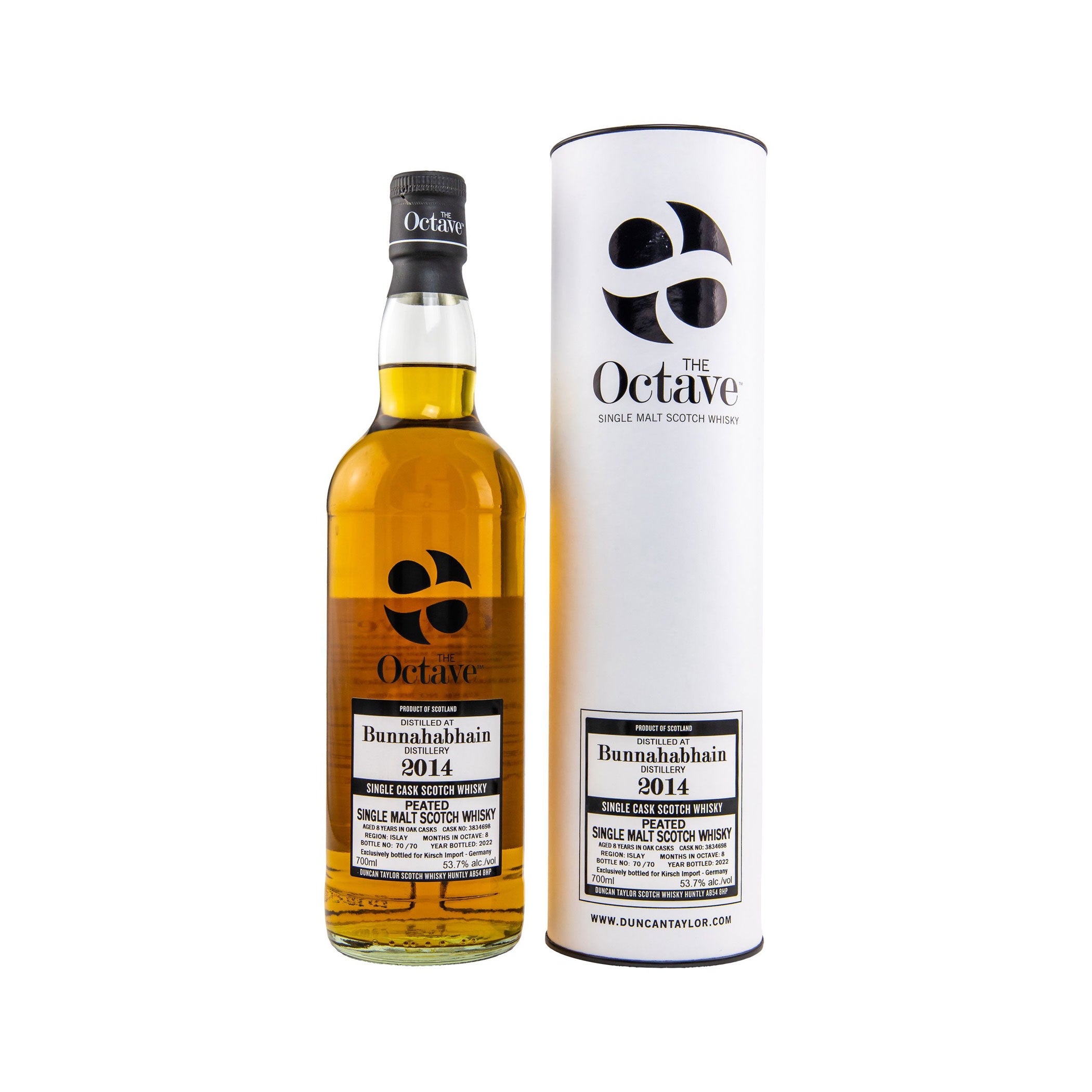 Bunnahabhain 2014/2022 – The Octave – Peated - Duncan Taylor Speyside Single Malt Scotch Whisky - Exclusively bottled for Germany