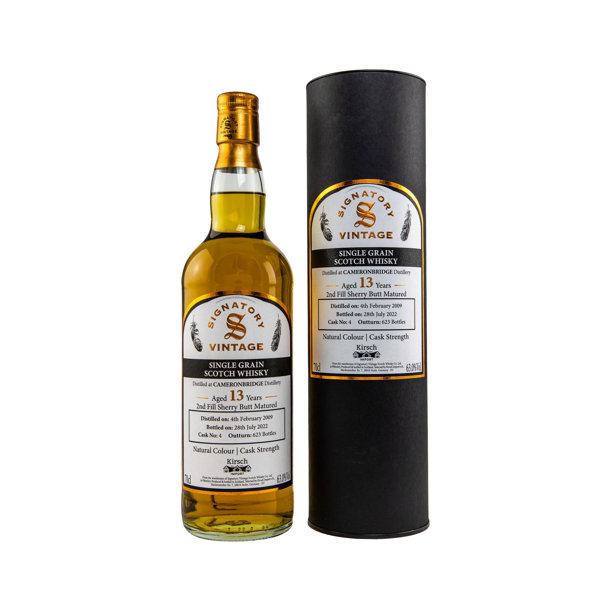 Cameronbridge 2009/2022 13 Jahre - Signatory Vintage Lowland Single Grain Scotch Whisky - Selected by Kirsch Import