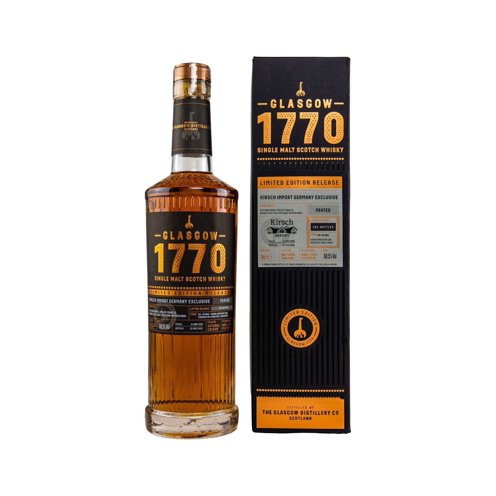 1770 Glasgow Distillery Peated 2018/2022 - 4 Jahre - Moscatel Single Cask #18/960