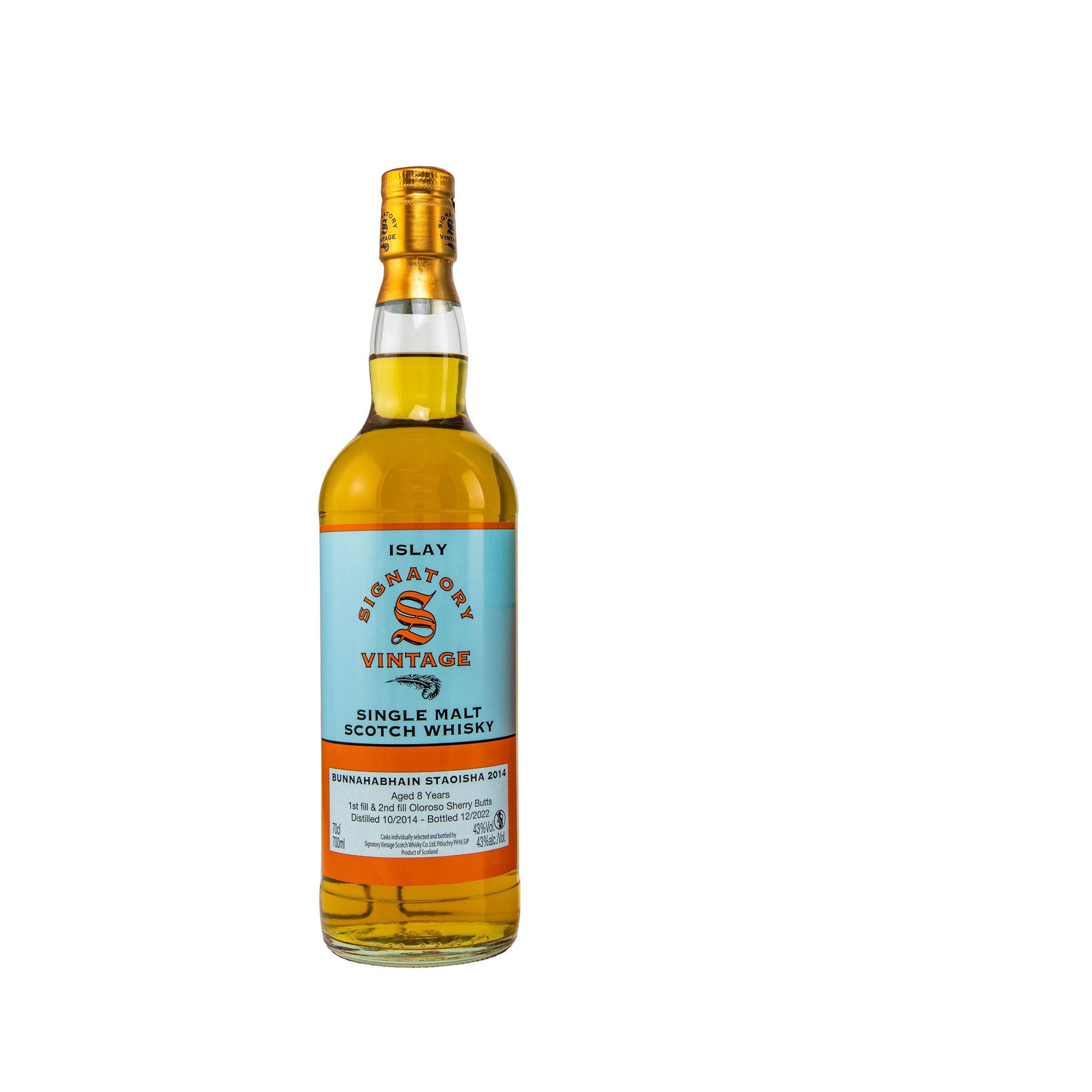 Bunnahabhain Staoisha 2014/2022 - Neuware ohne Originalverpackung - Signatory Vintage Islay Single Malt Scotch Whisky