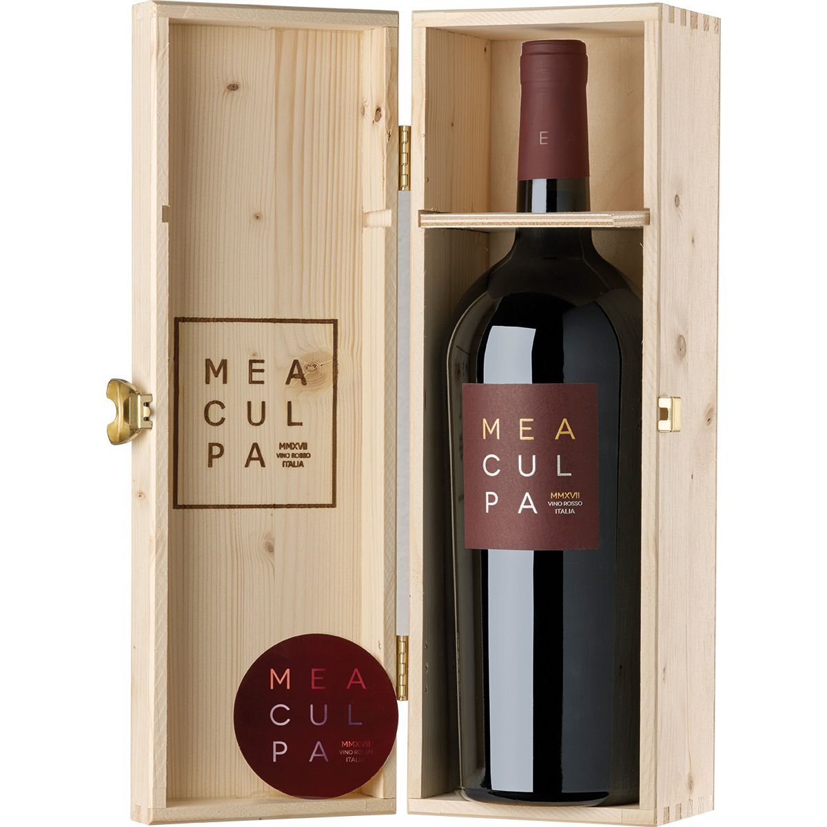 Mea Culpa Vino Rosso - Magnum in Holzkiste inkl. DropStop- Minini Süditalien/Italien 1,5 l