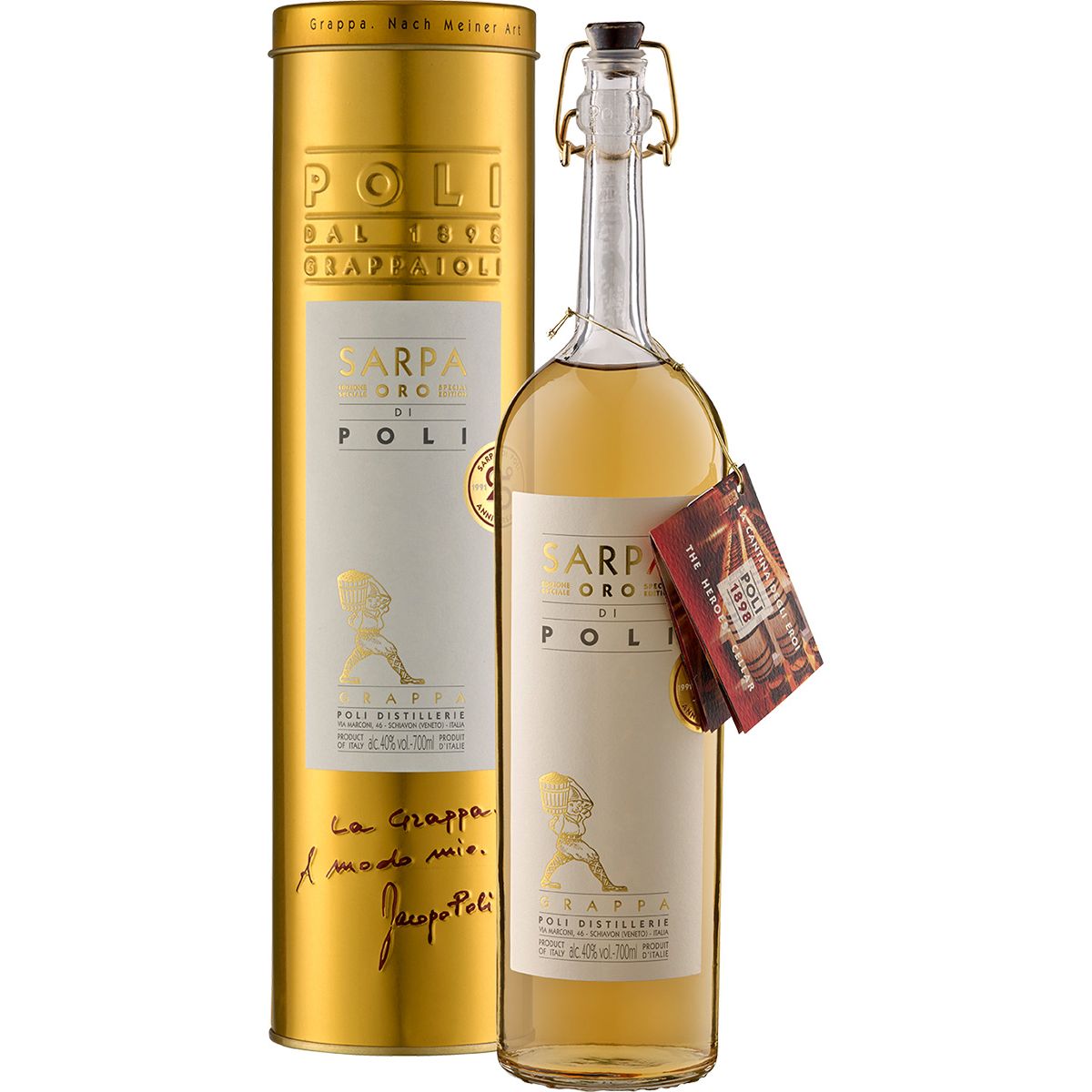 Grappa Sarpa Barrique di Poli (Riserva) - in Geschenkröhre - Jacopo Poli Venetien/Italien 0,7 l