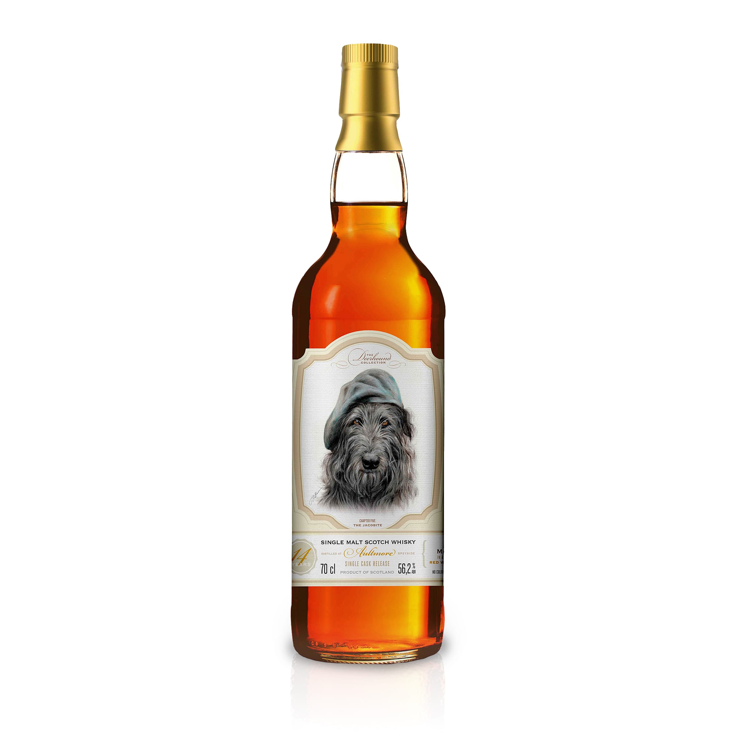 Caskhound - Deerhound Coll. No. 5 - Aultmore 14yo - Full maturation Red Wine Cask - 283 bottles à 0.7l - 56.2% Vol.