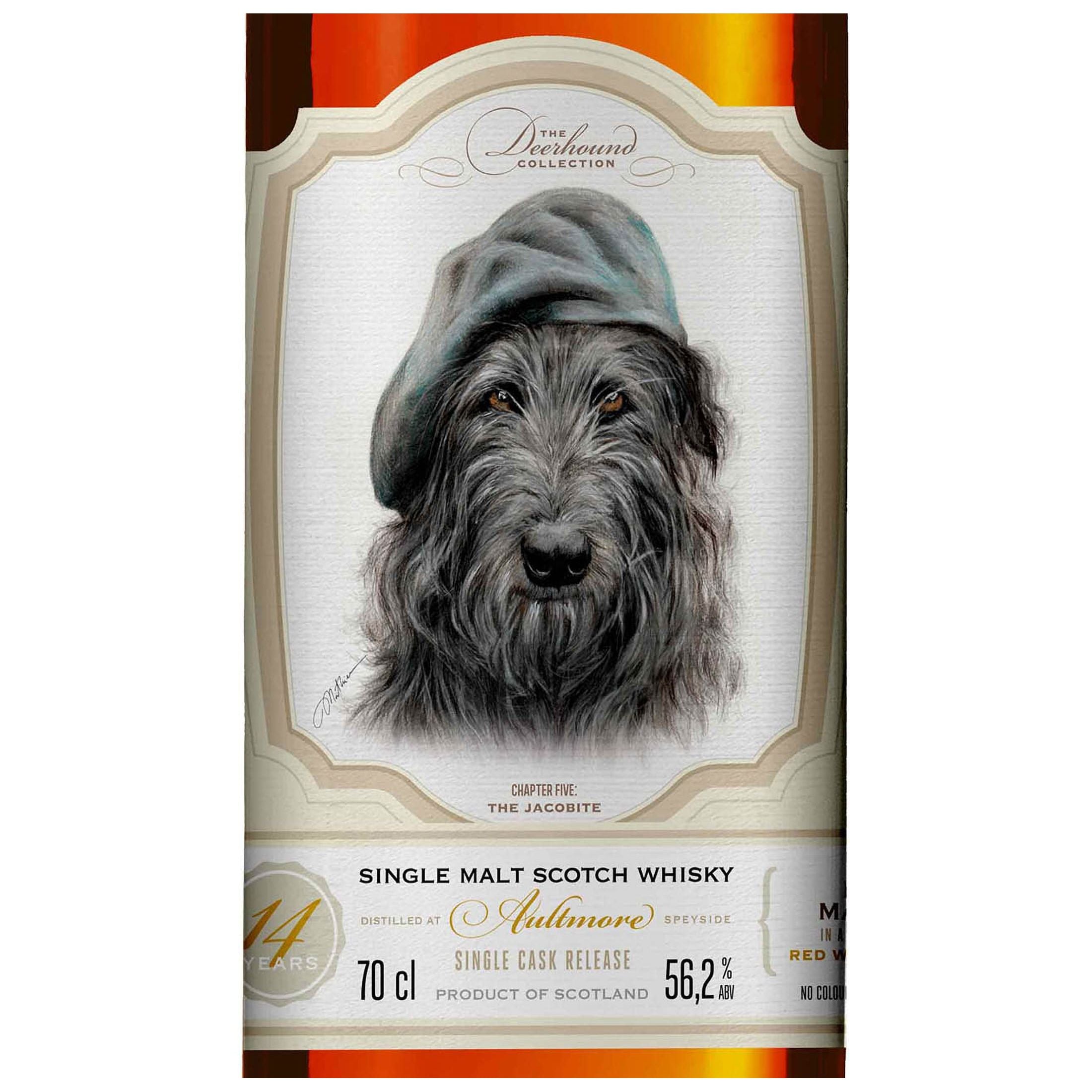 Caskhound - Deerhound Coll. No. 5 - Aultmore 14yo - Full maturation Red Wine Cask - 283 bottles à 0.7l - 56.2% Vol.