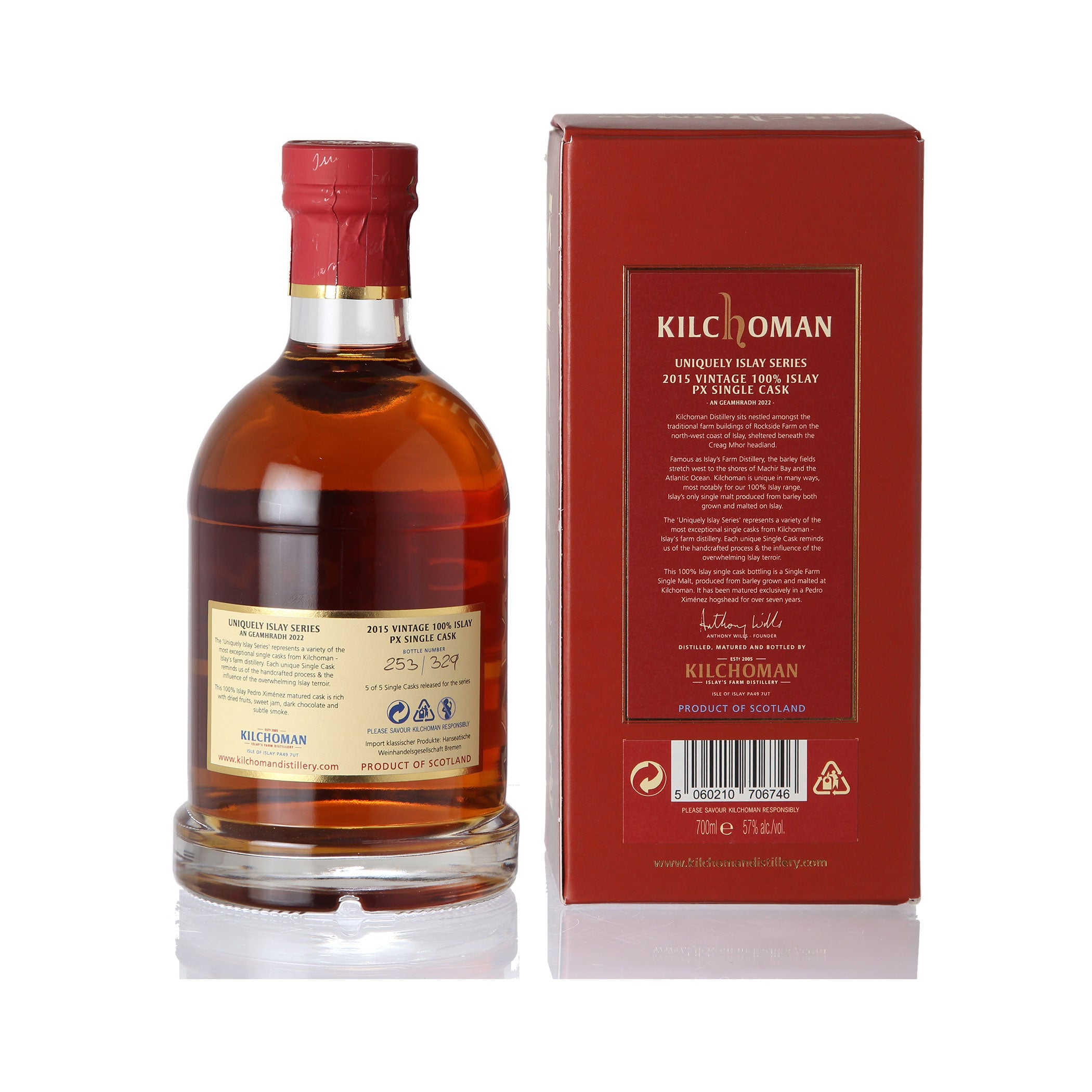 Kilchoman Uniquely Islay Series - 2015 Vintage 100 % Islay PX Single Cask