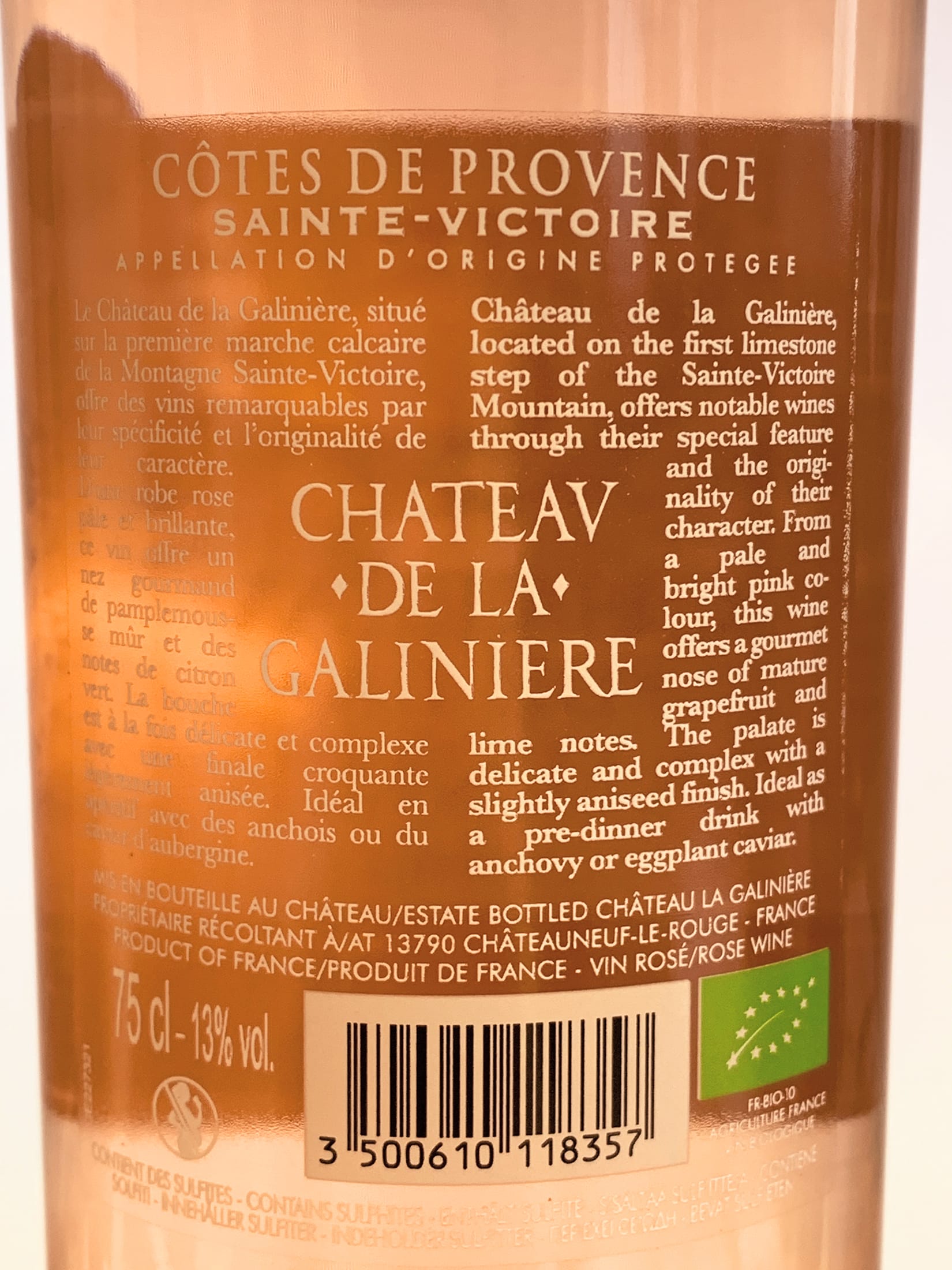 2020 Château de la Galinière Roséwein BIO Cotes de Provence Sainte Victoire AOP