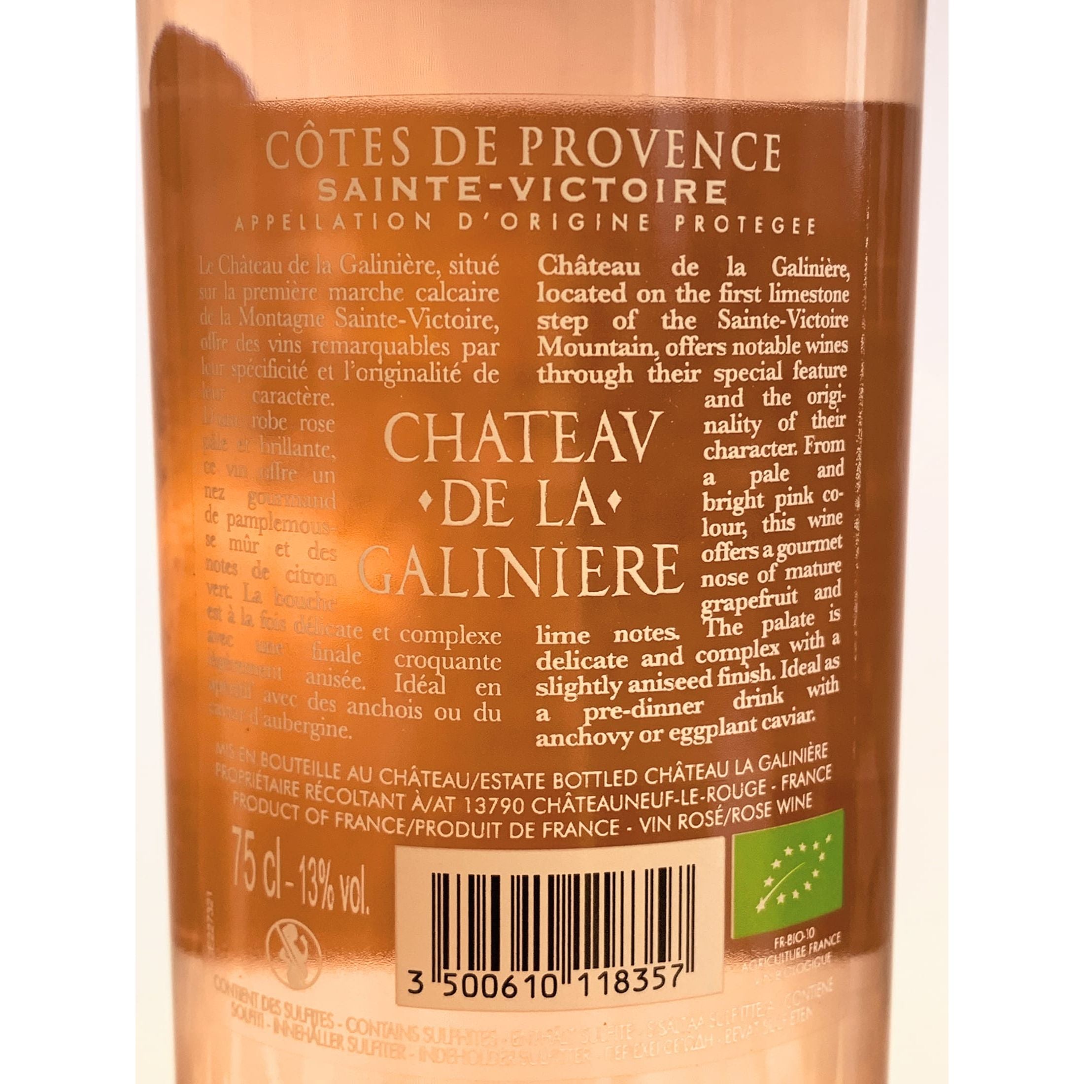 2021 Château de la Galinière Rosé Organic Côtes de Provence Sainte Victoire AOP