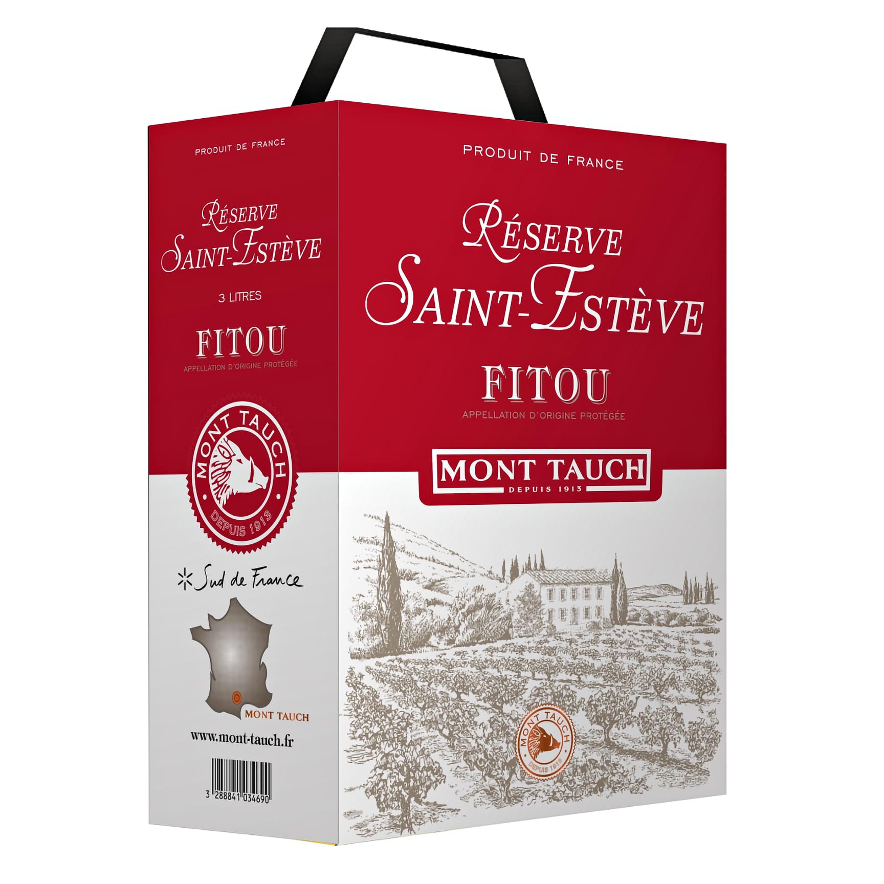 Mont Tauch Reserve Saint-Estève Fitou AOP Rotwein trocken Languedoc-Roussillon Frankreich Bag-in-Box 3 l