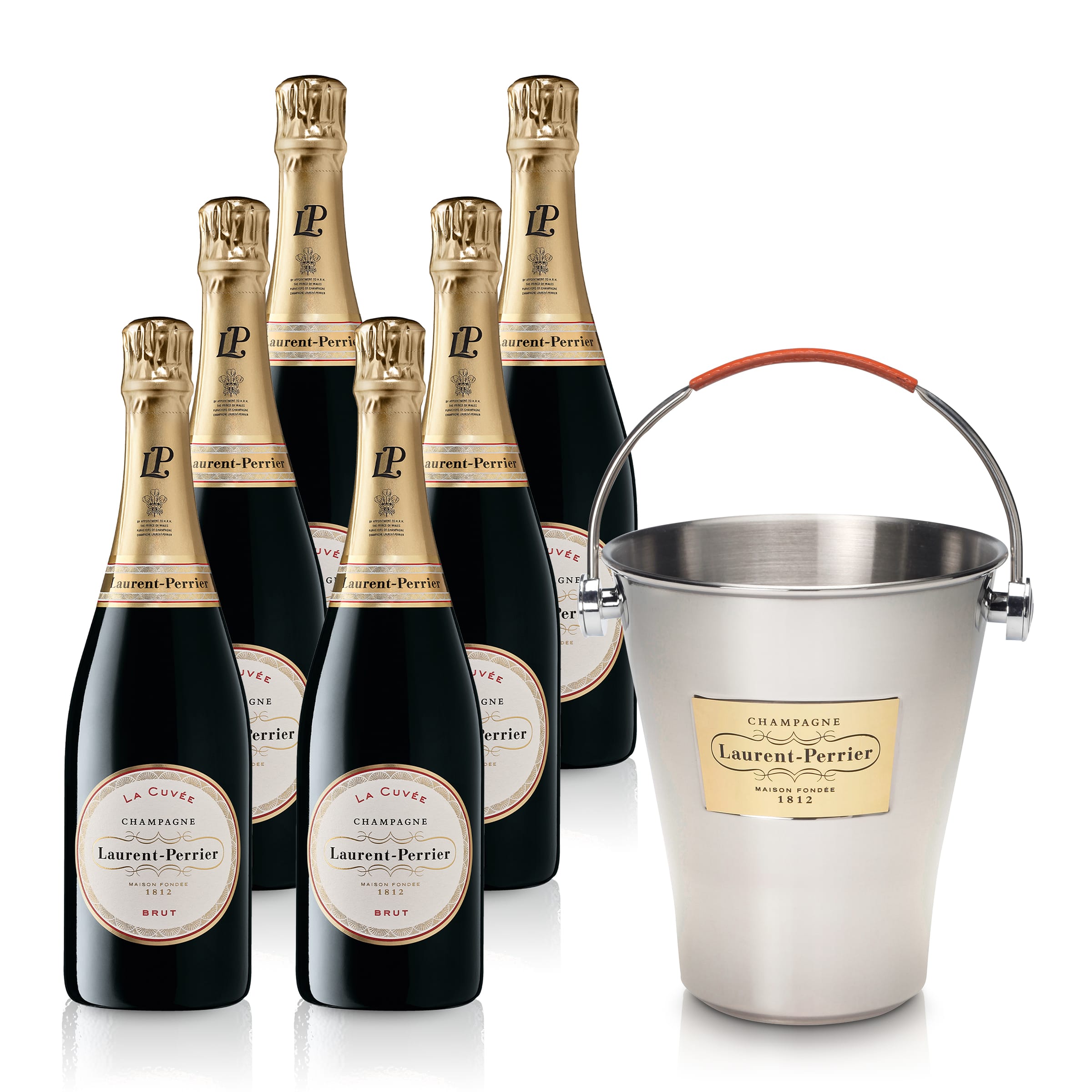 Champagne Laurent-Perrier La Cuvée Brut 0.75L in gift set (6 bottles with Champagne Ice Bucket)