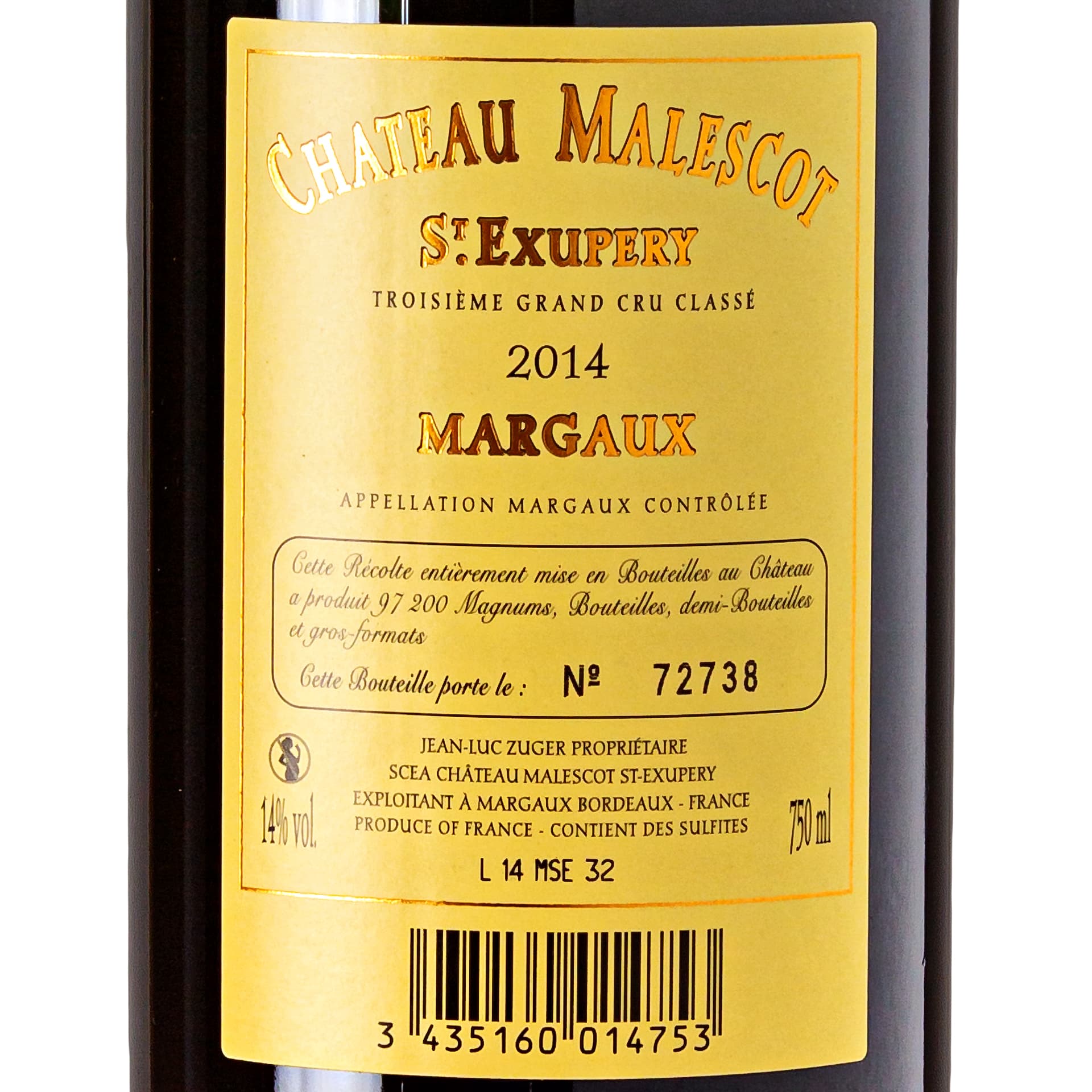 2014 Château Malescot Saint-Exupéry 3ème Cru Classé Margaux - Frankreich