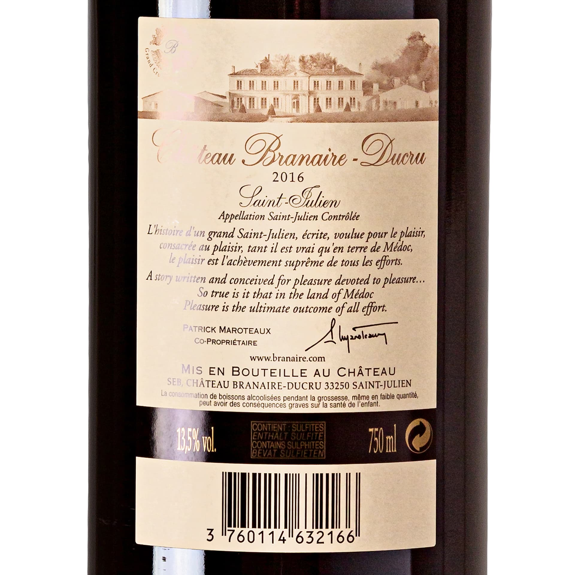 2016 Château Branaire-Ducru - Saint Julien - Rotwein trocken - Frankreich