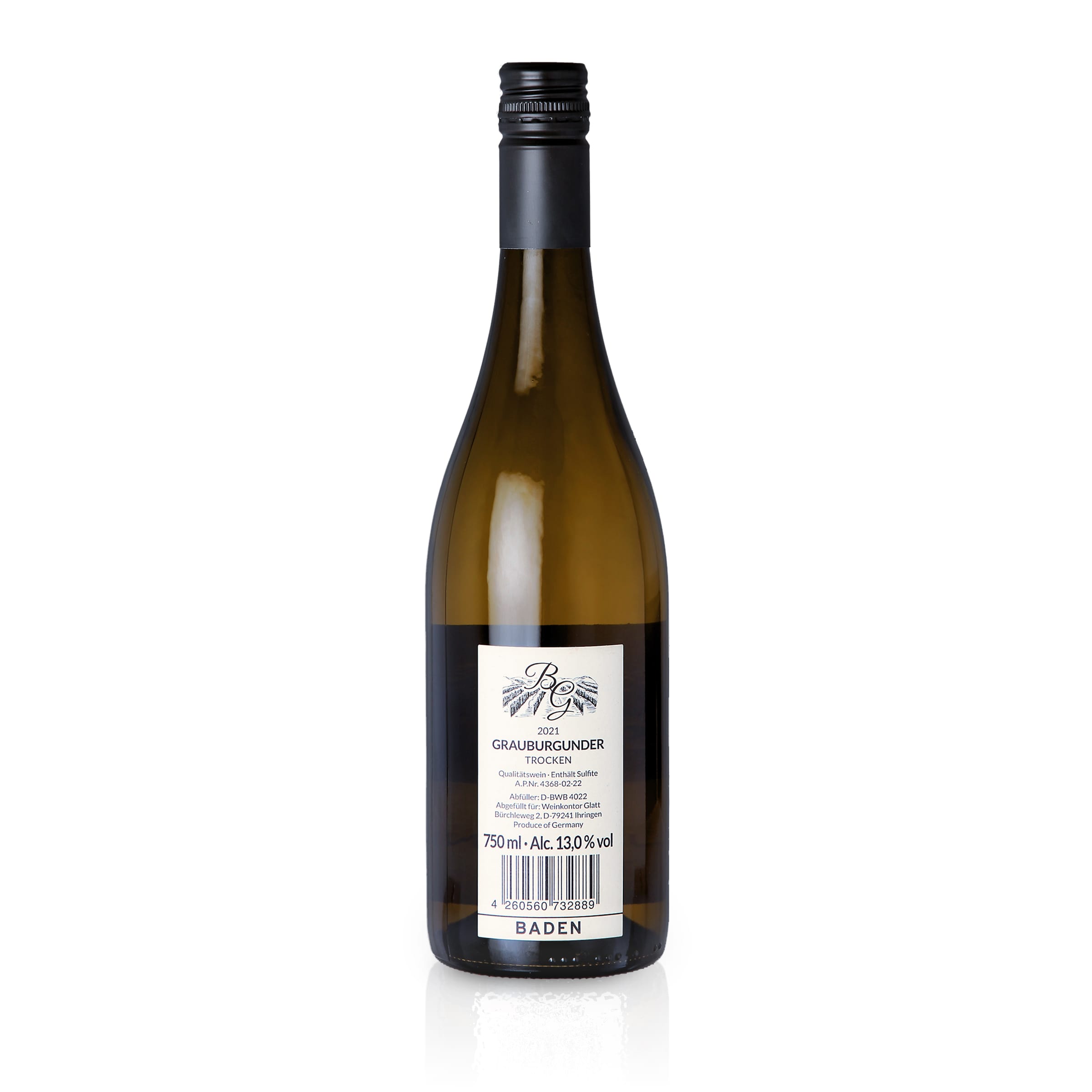 2021 Grauburgunder Weißwein trocken • GLATT • Qualitätswein vom Kaiserstuhl/Baden, Deutschland