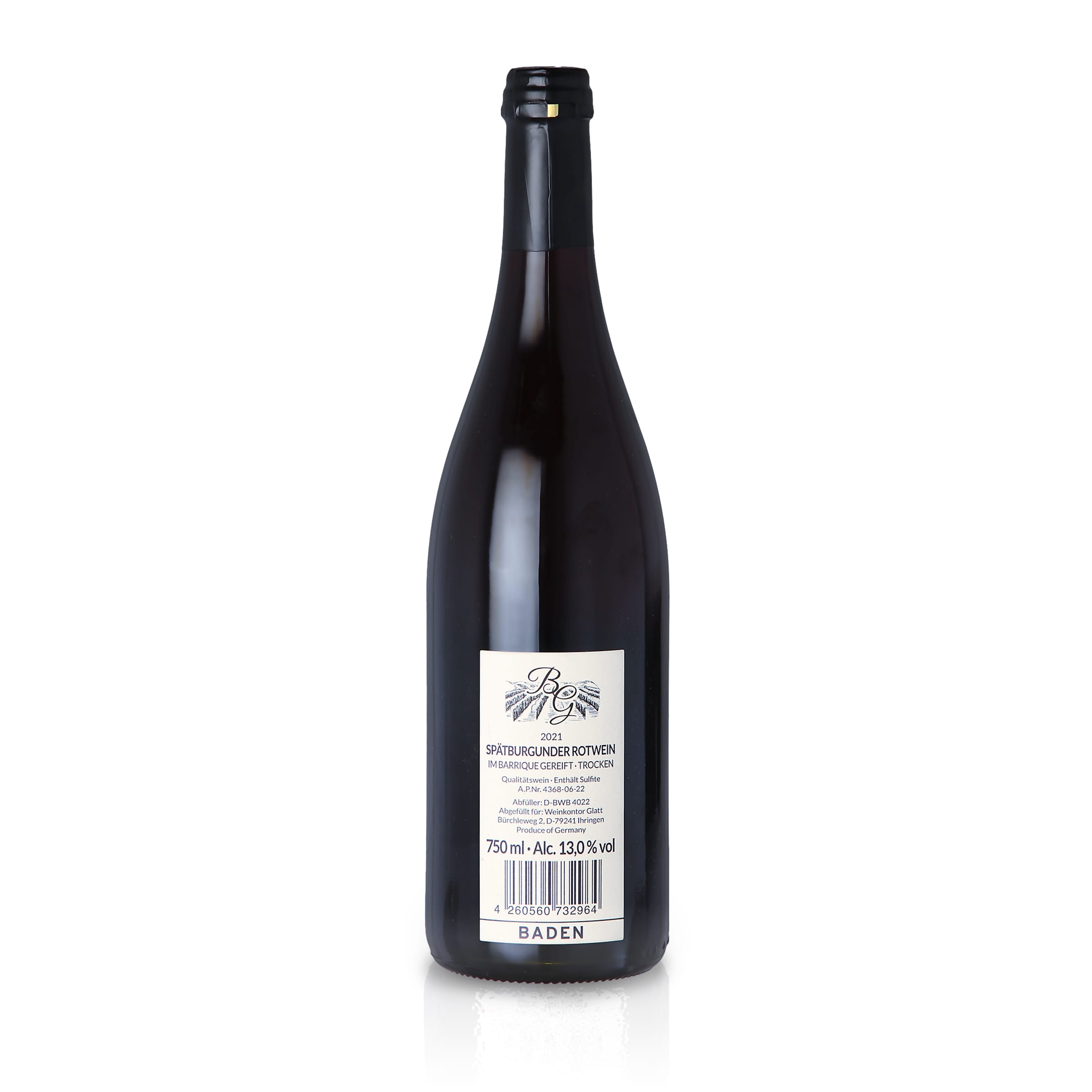 2021 Spätburgunder Barrique Rotwein trocken • GLATT • Qualitätswein vom Kaiserstuhl/Baden, Deutschland