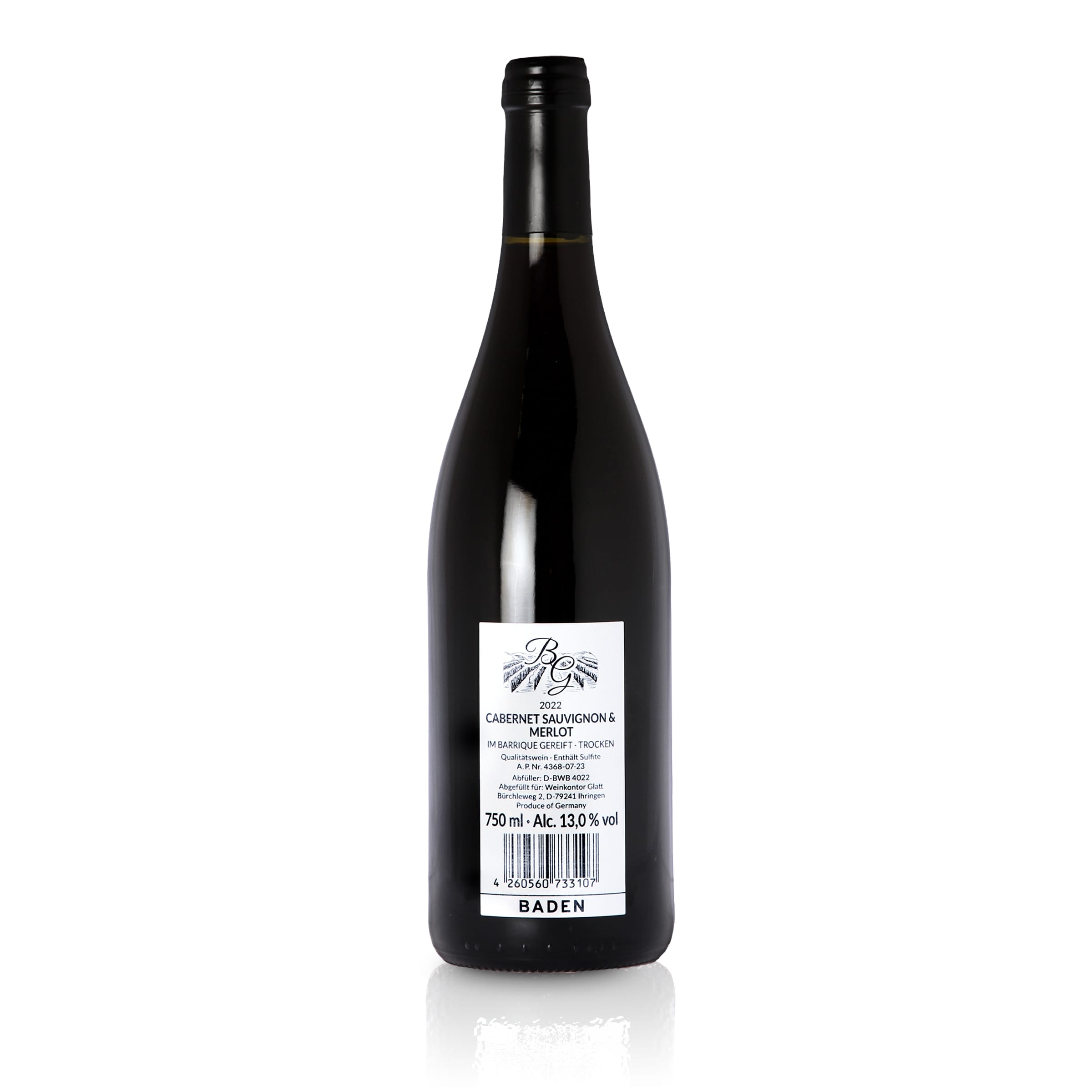 2022 Cabernet Sauvignon & Merlot Barrique Rotwein trocken • GLATT • Qualitätswein vom Kaiserstuhl/Baden, Deutschland