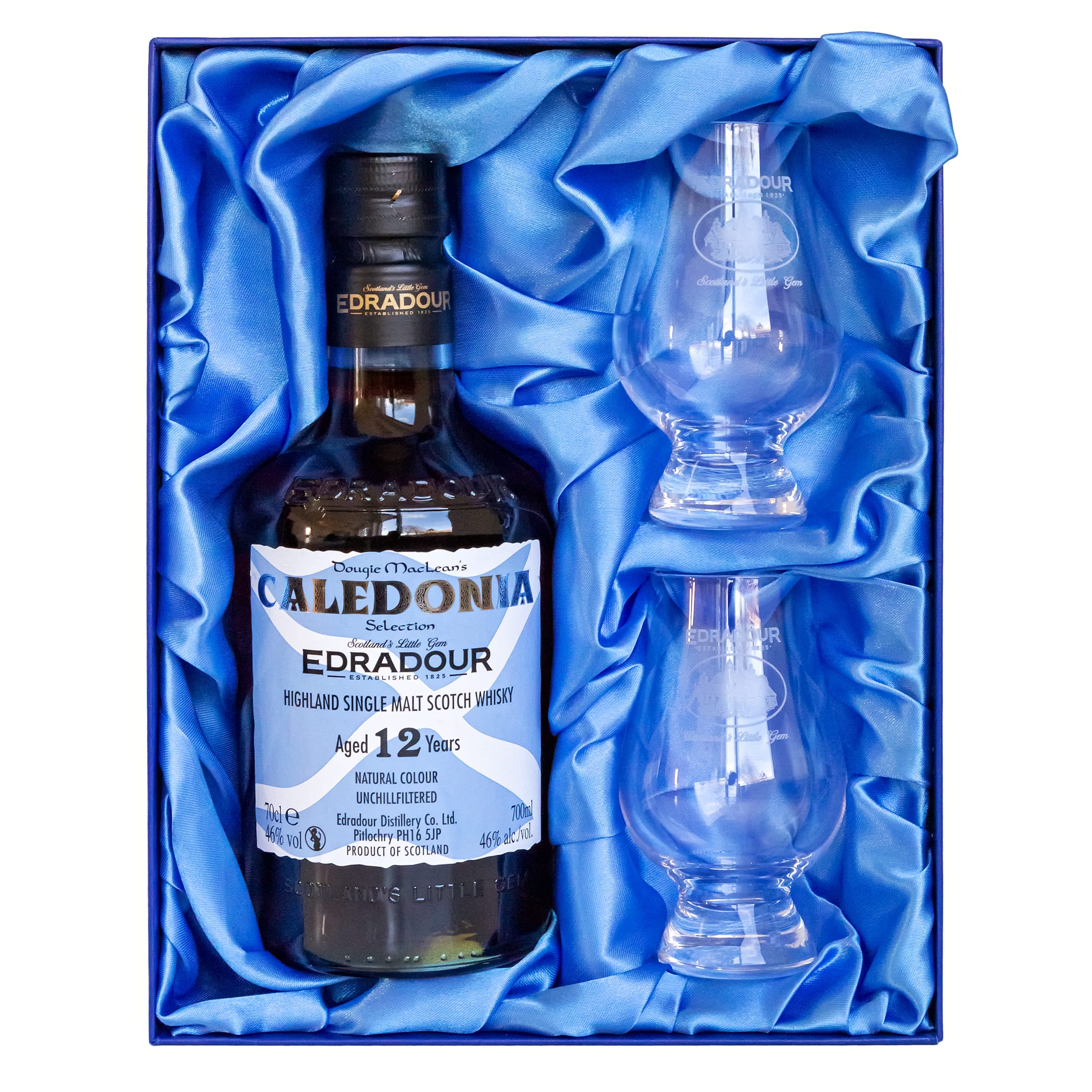 Edradour 12 Jahre - Caledonia + 2 Gläser