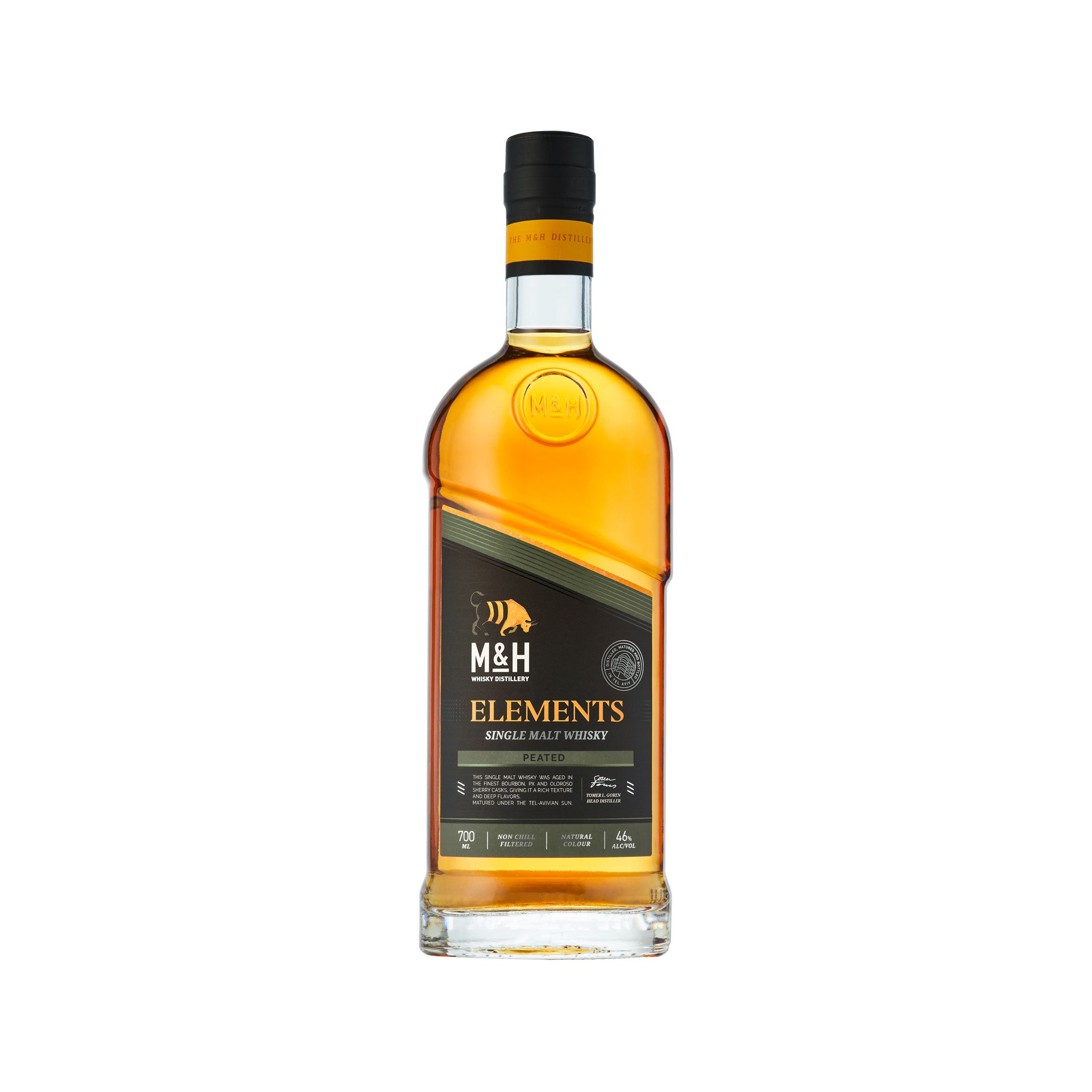 M&H Elements Peated Single Malt Whisky in Geschenkverpackung