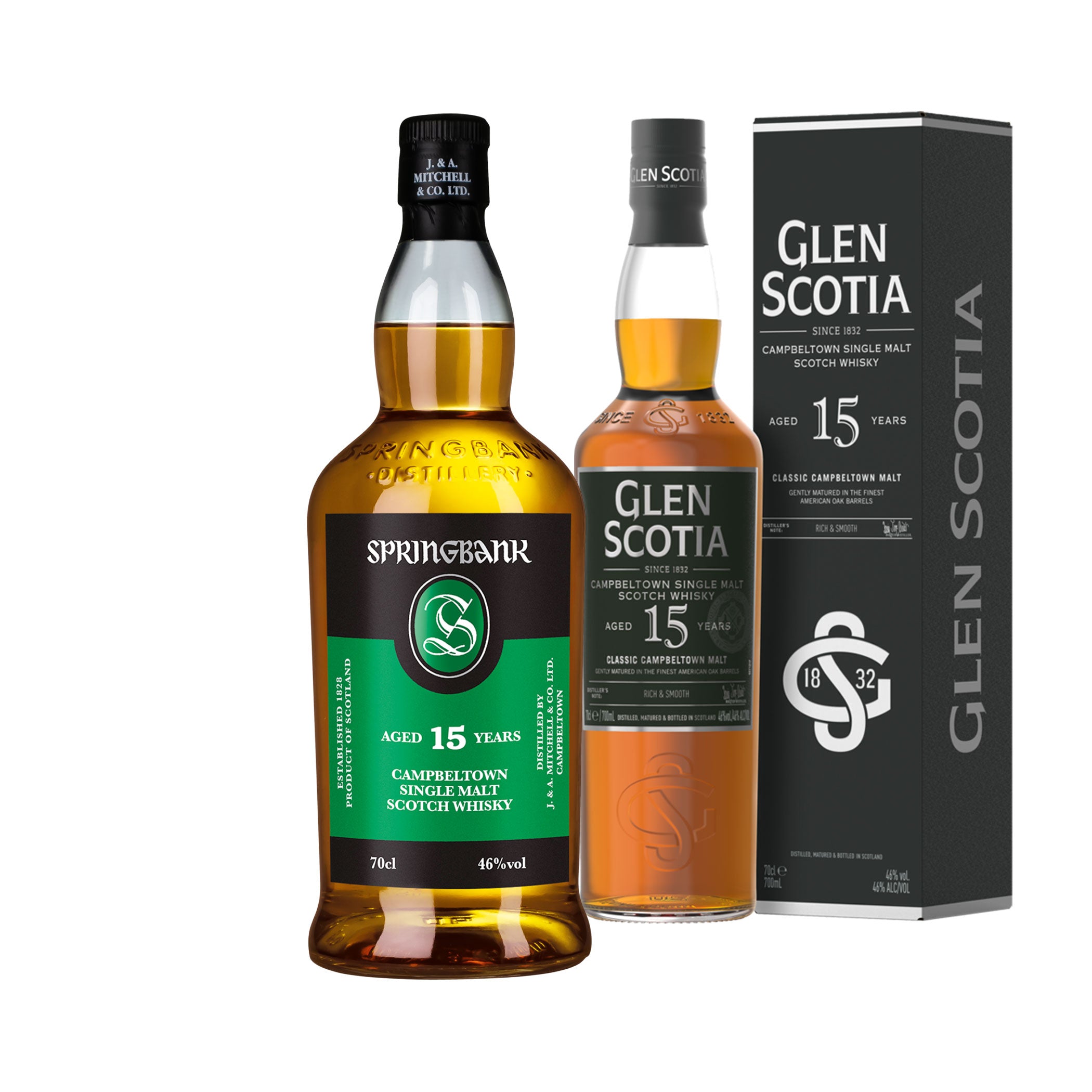 Springbank 15 Jahre Whisky Set - 1x Springbank 15 Jahre - 1x Glen Scotia 15 Jahre