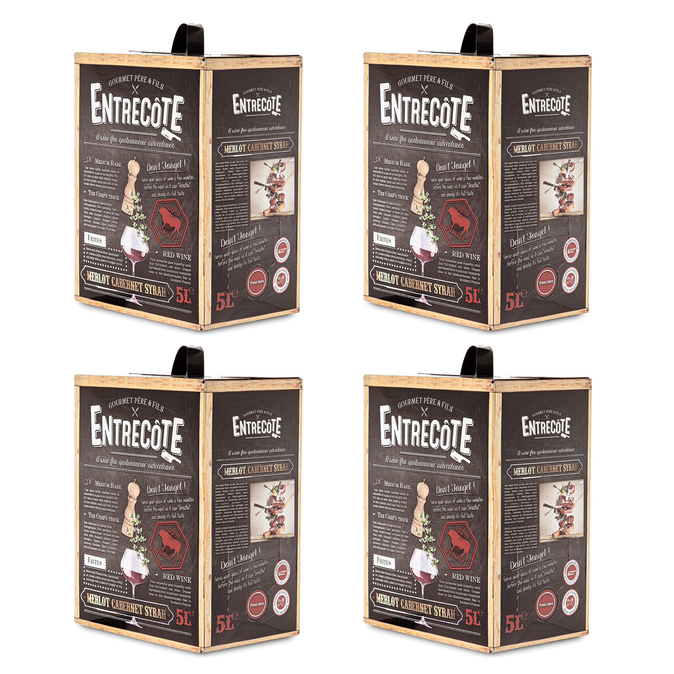 4 Boxen Bag-in-Box - Merlot Cabernet Syrah - ENTRECOTE