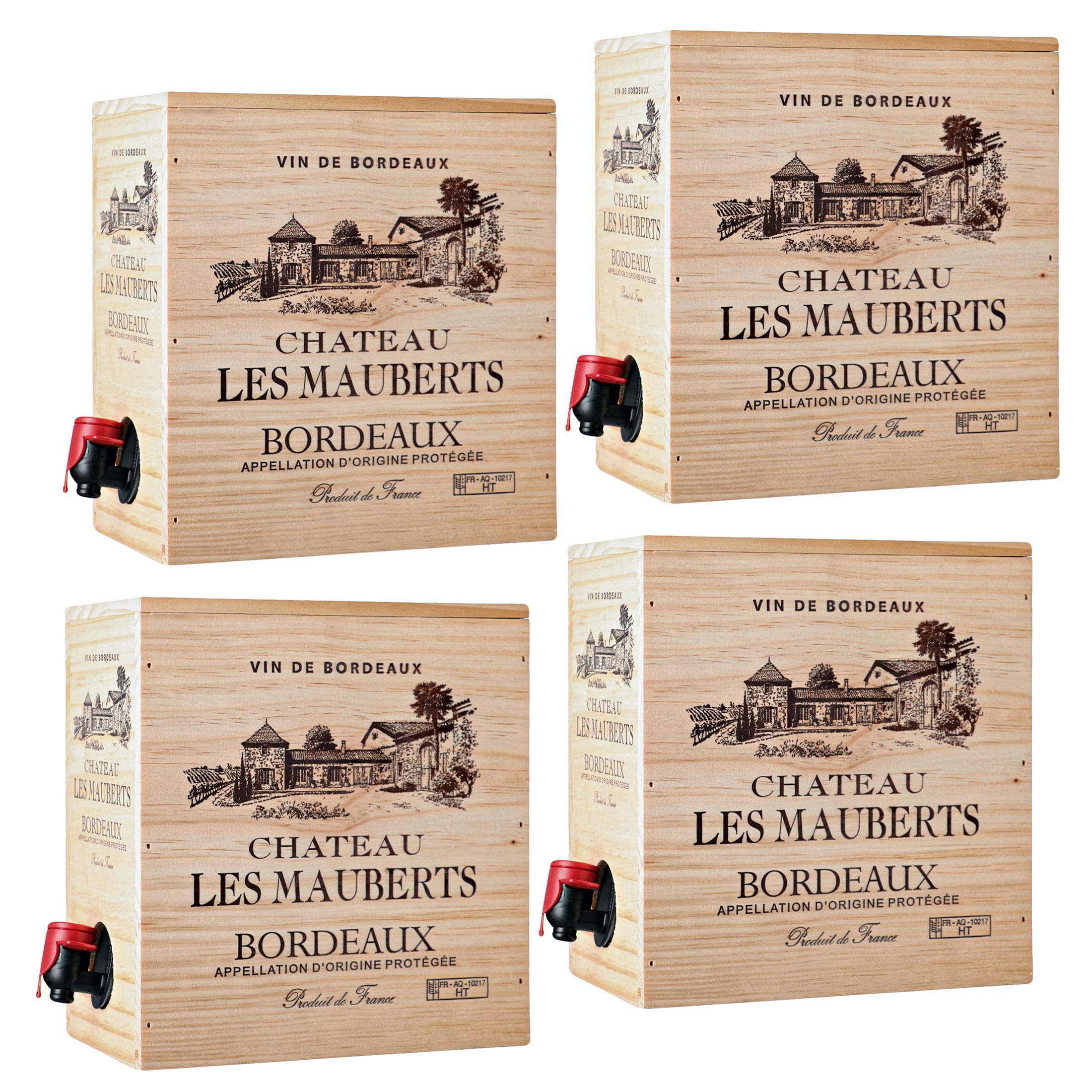 Chateau Les Mauberts Bordeaux AOP Bag-in-Wooden-Box 3L Dry Red Wine France