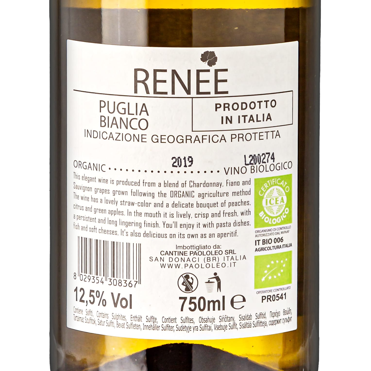 2019 Puglia Bianco Renee Nicola Leo Organic Cuvée - Paolo Leo (dry)