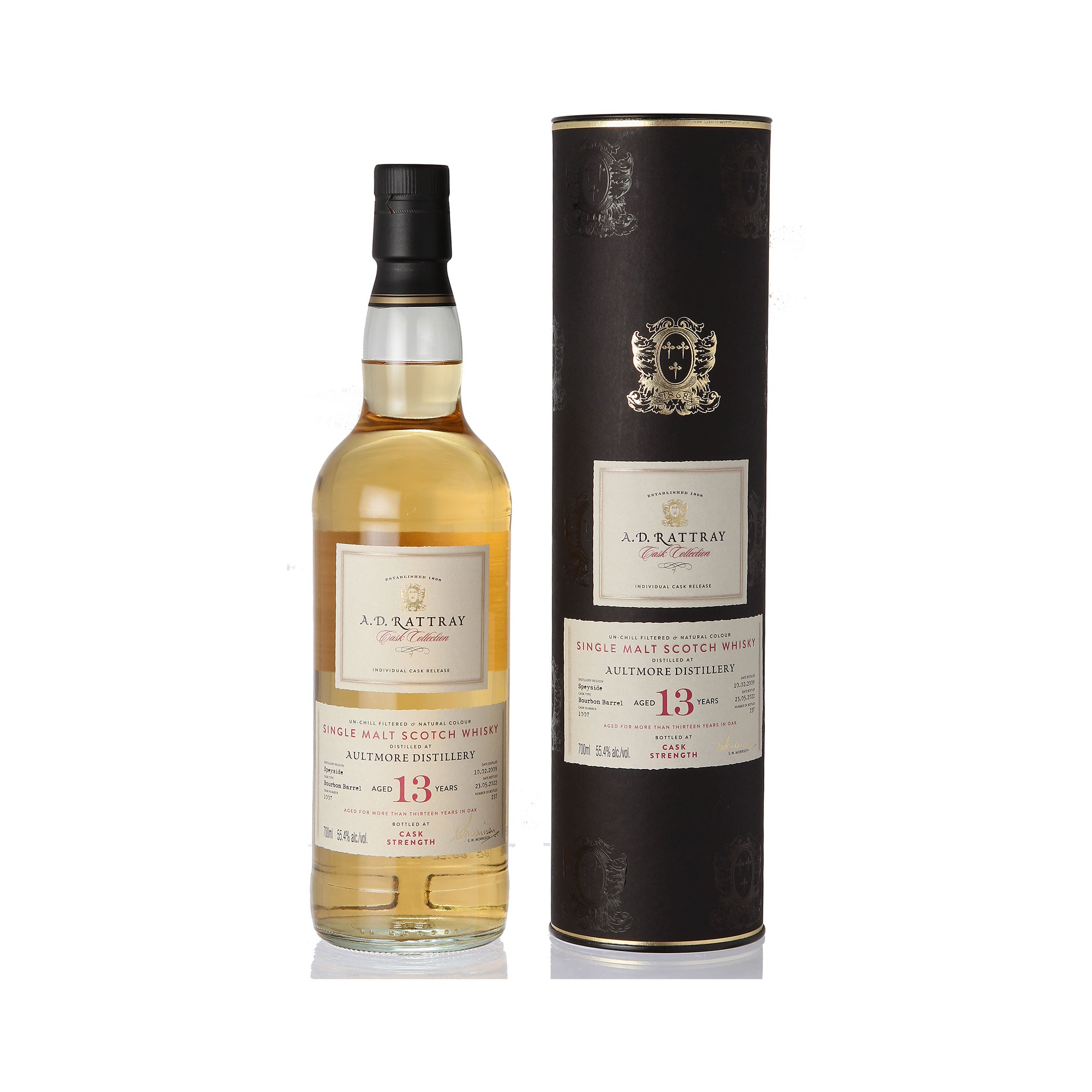 Aultmore, 2009, 13 Jahre, Bourbon Barrel - A.D. RATTRAY – Cask Collection -