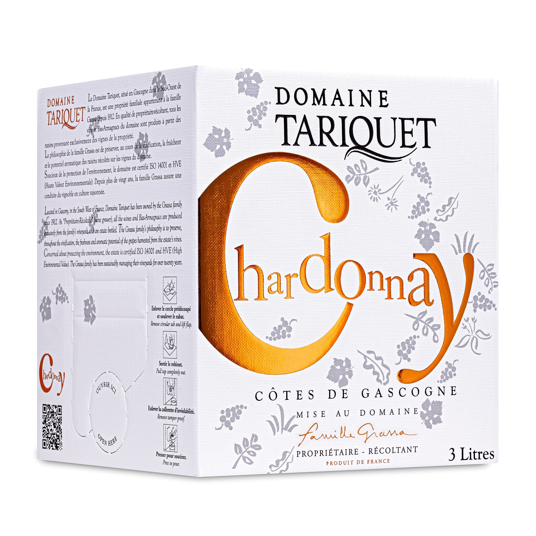 Domaine Tariquet - Chardonnay White Wine - Côtes de Gascogne PGI - dry - Bag-in-Box 3L