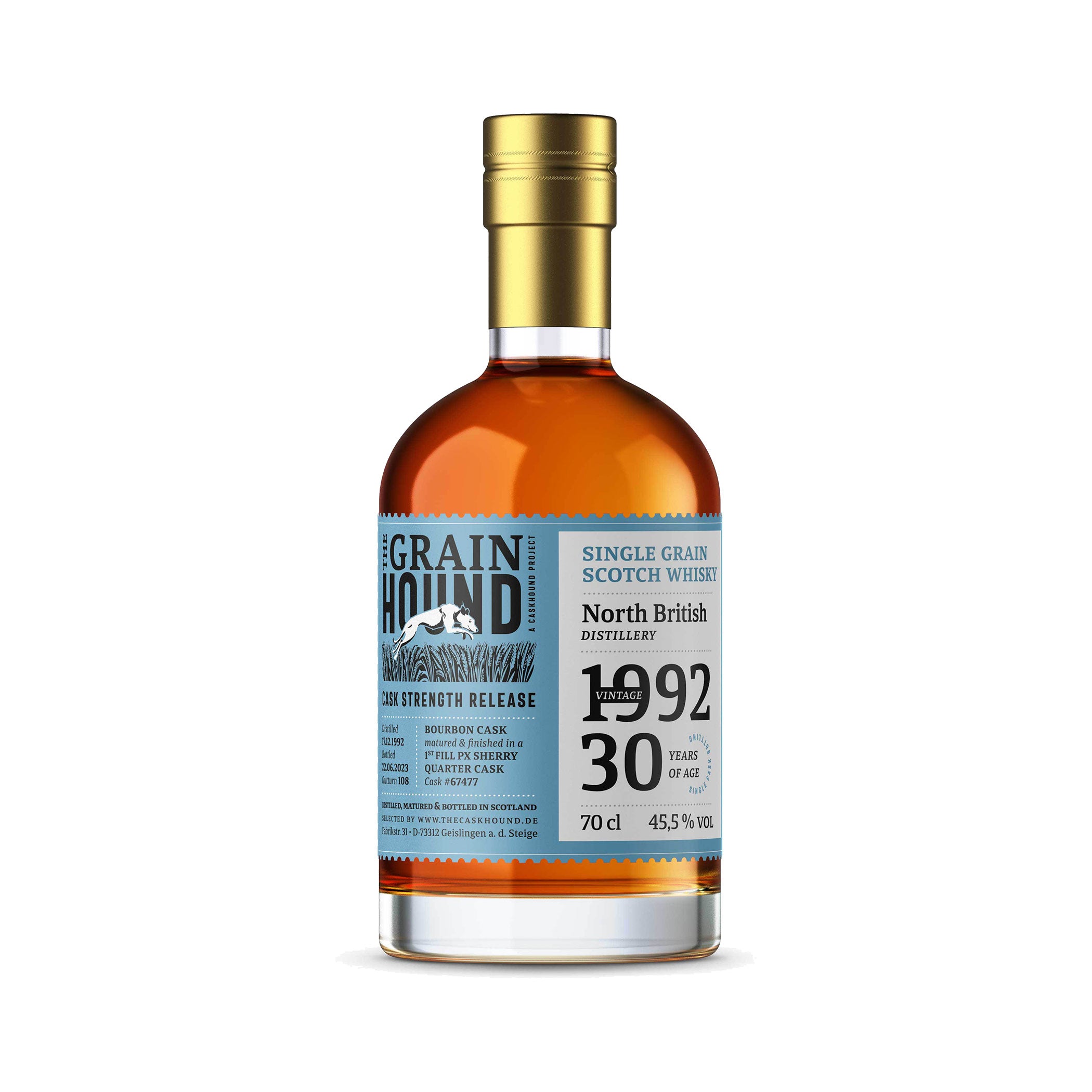 North British - Lowland Single Grain Scotch Whisky - 30 Jahre alt (1992/2023) - The Caskhound