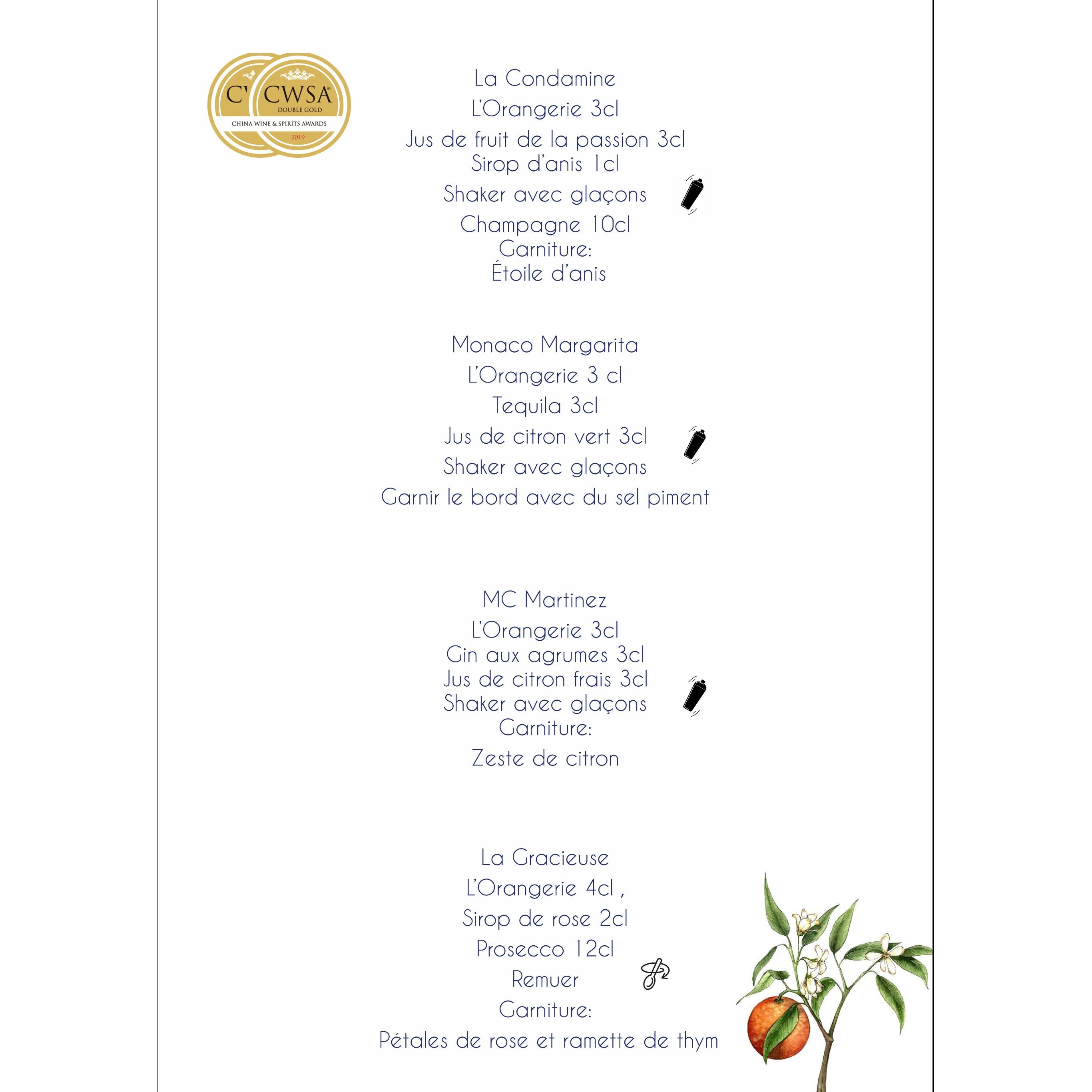 L'ORANGERIE Liqueur de Monaco 30% vol. 0,5l