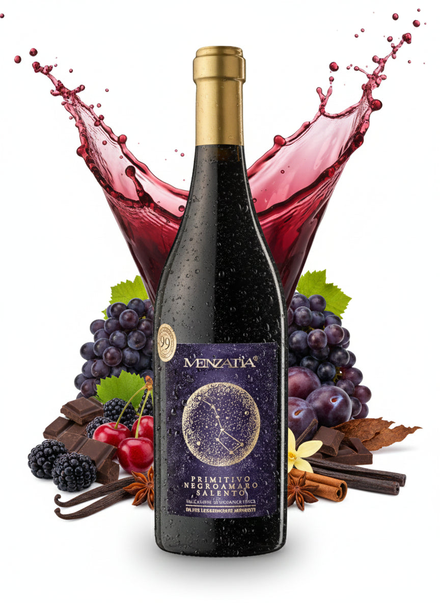 Menzatia Primitivo Negroamaro Salento IGT Rotwein Fruchtig 13,5% vol 0,75 L