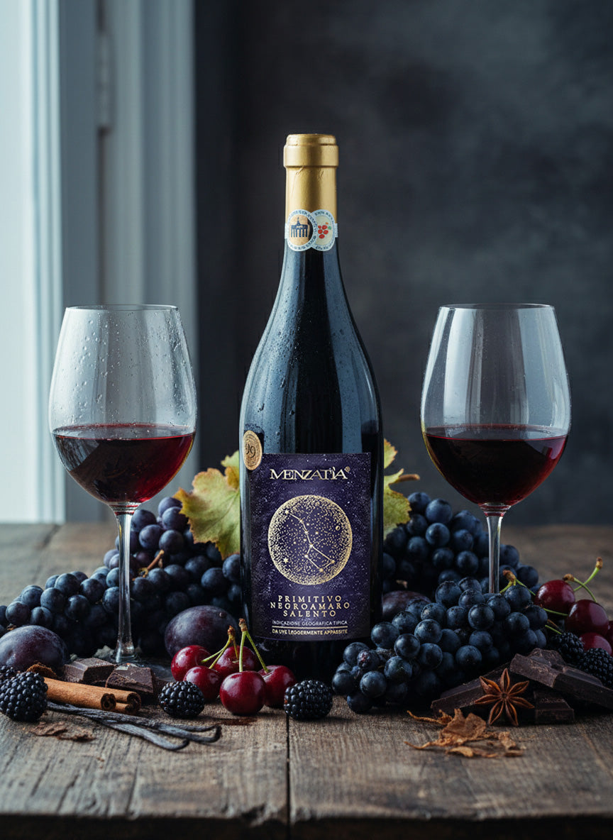 Menzatia Primitivo Negroamaro Salento IGT Rotwein Fruchtig 13,5% vol 0,75 L