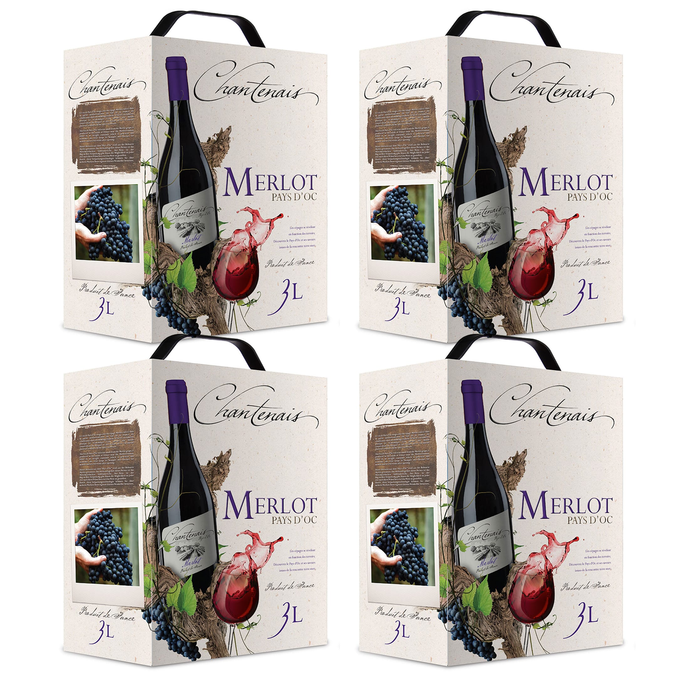 Bag-in-Box - Vin de Pays d'Oc - Merlot - Rotwein - Chantenais 3 L.