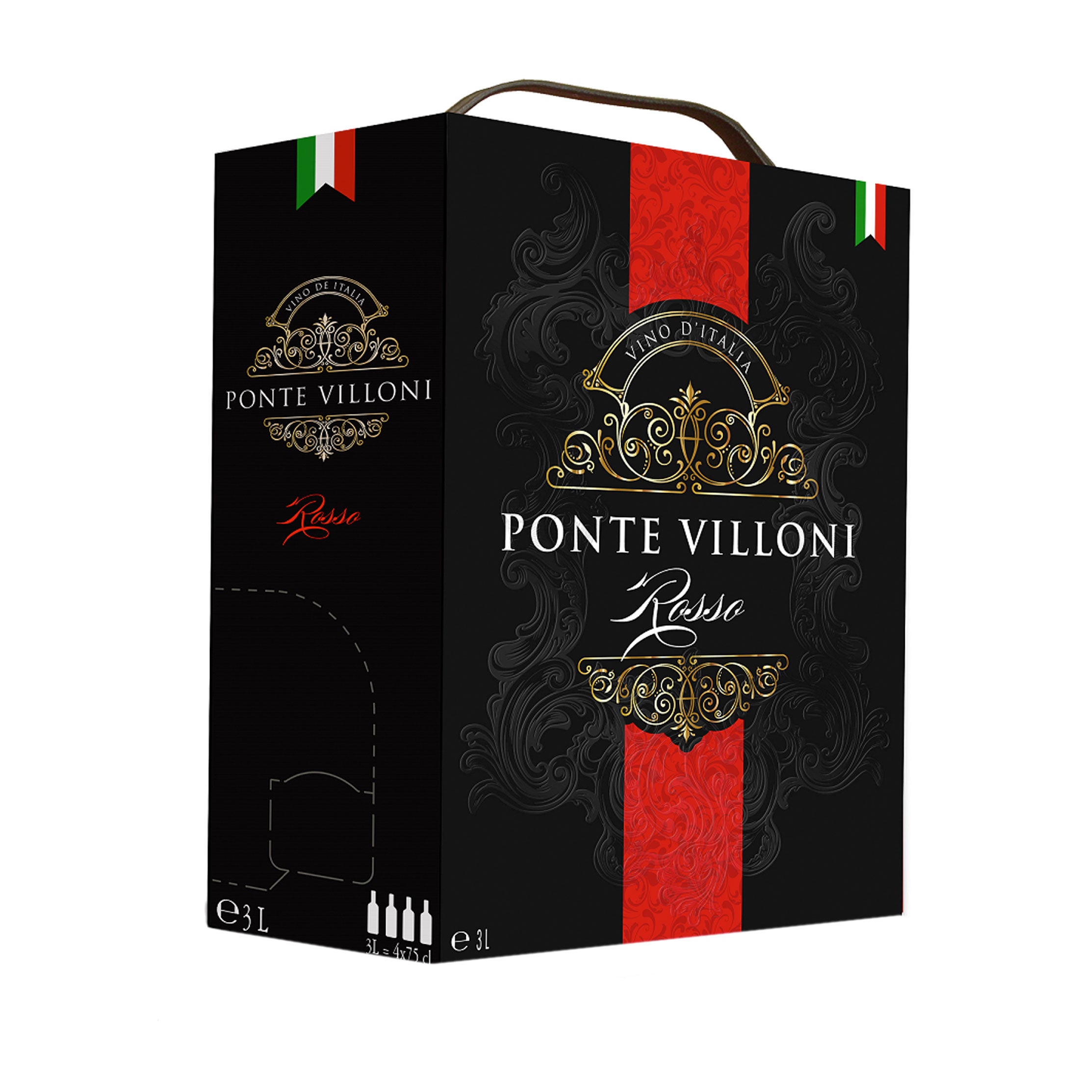 Bag-in-Box - Vin d'Italie - Ponte Villoni Rotwein 3 L.