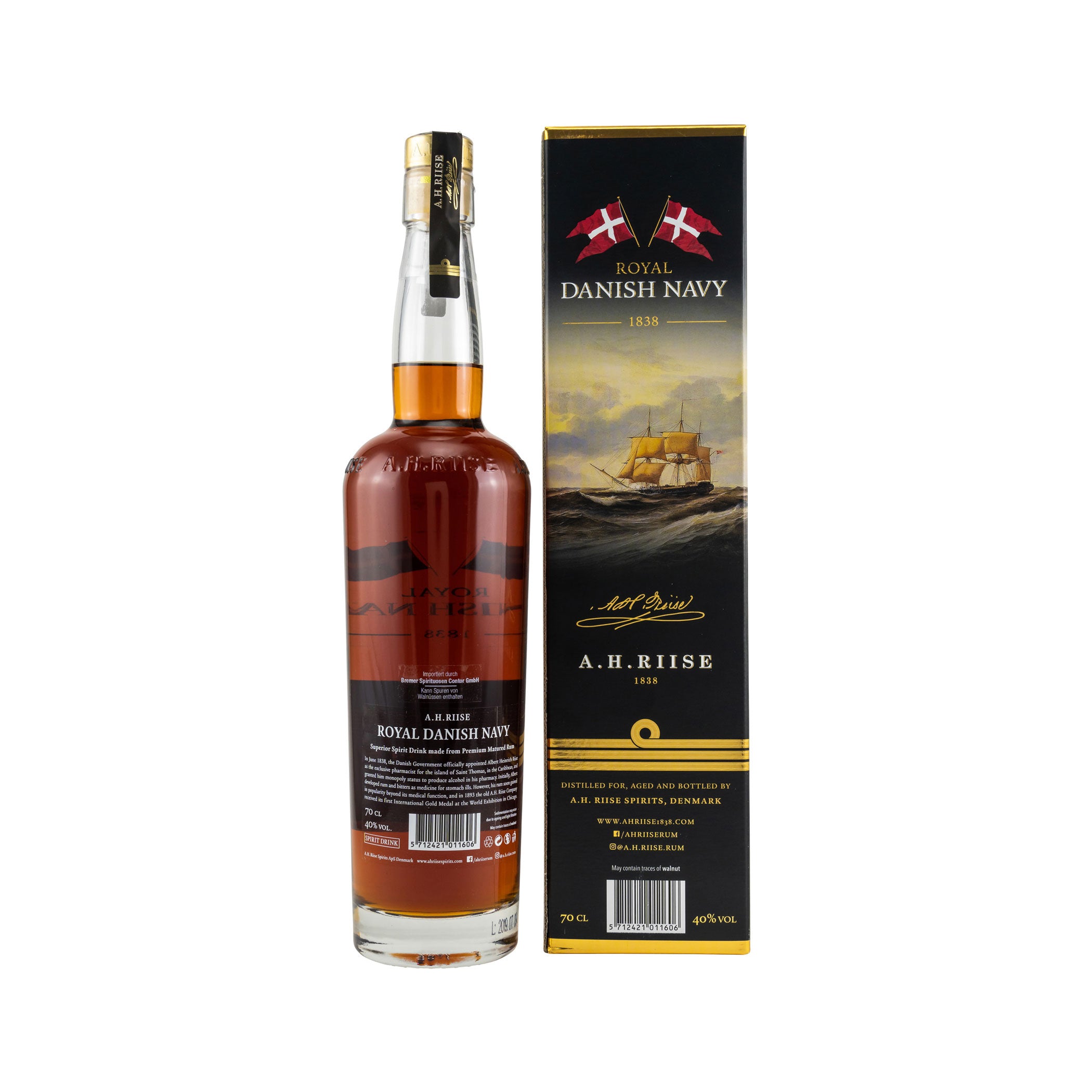 A.H. Riise Royal Danish Navy Rum 40% vol.