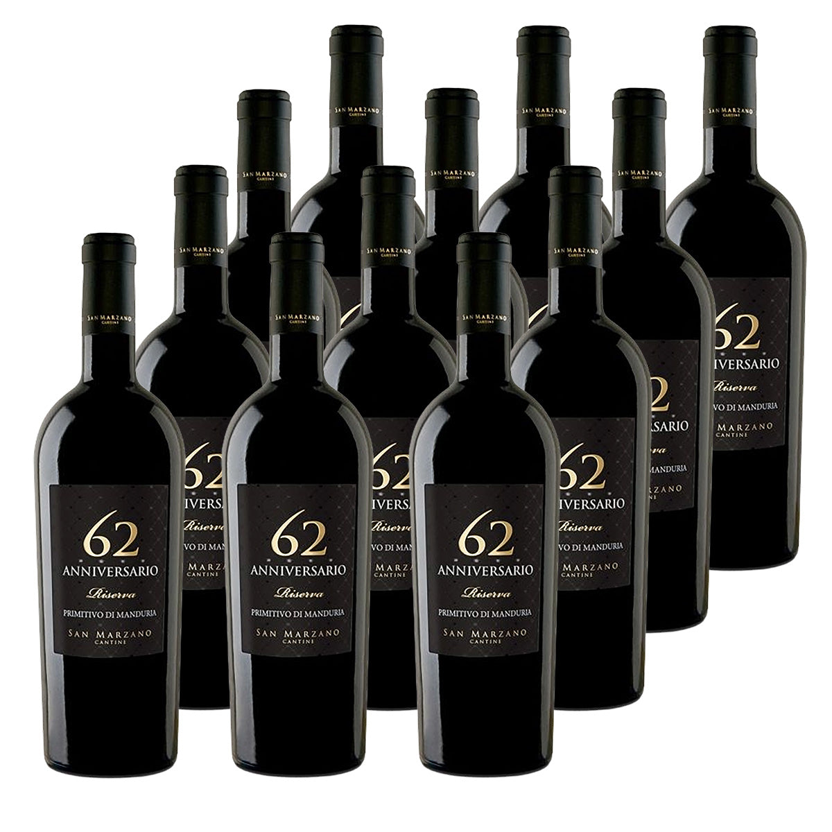 Feudi di San Marzano 62 Anniversario Primitivo di Manduria Riserva 2019 trocken Apulien Süditalien (12 x 0,75L)
