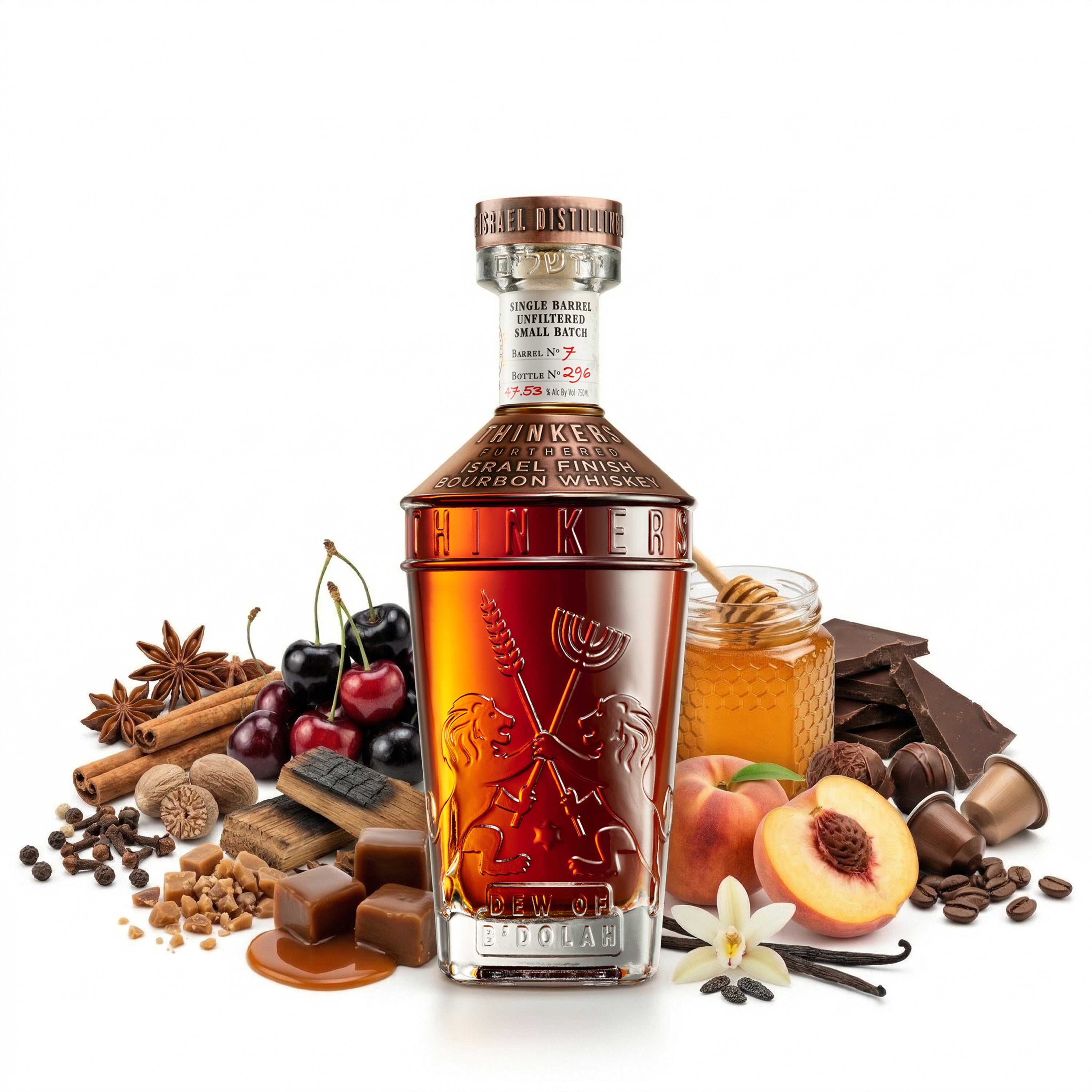 Thinkers Dew of B'Dolah Bourbon Whiskey - 700ml, 47% vol – Flavors of Vanilla, Toffee & Chocolate