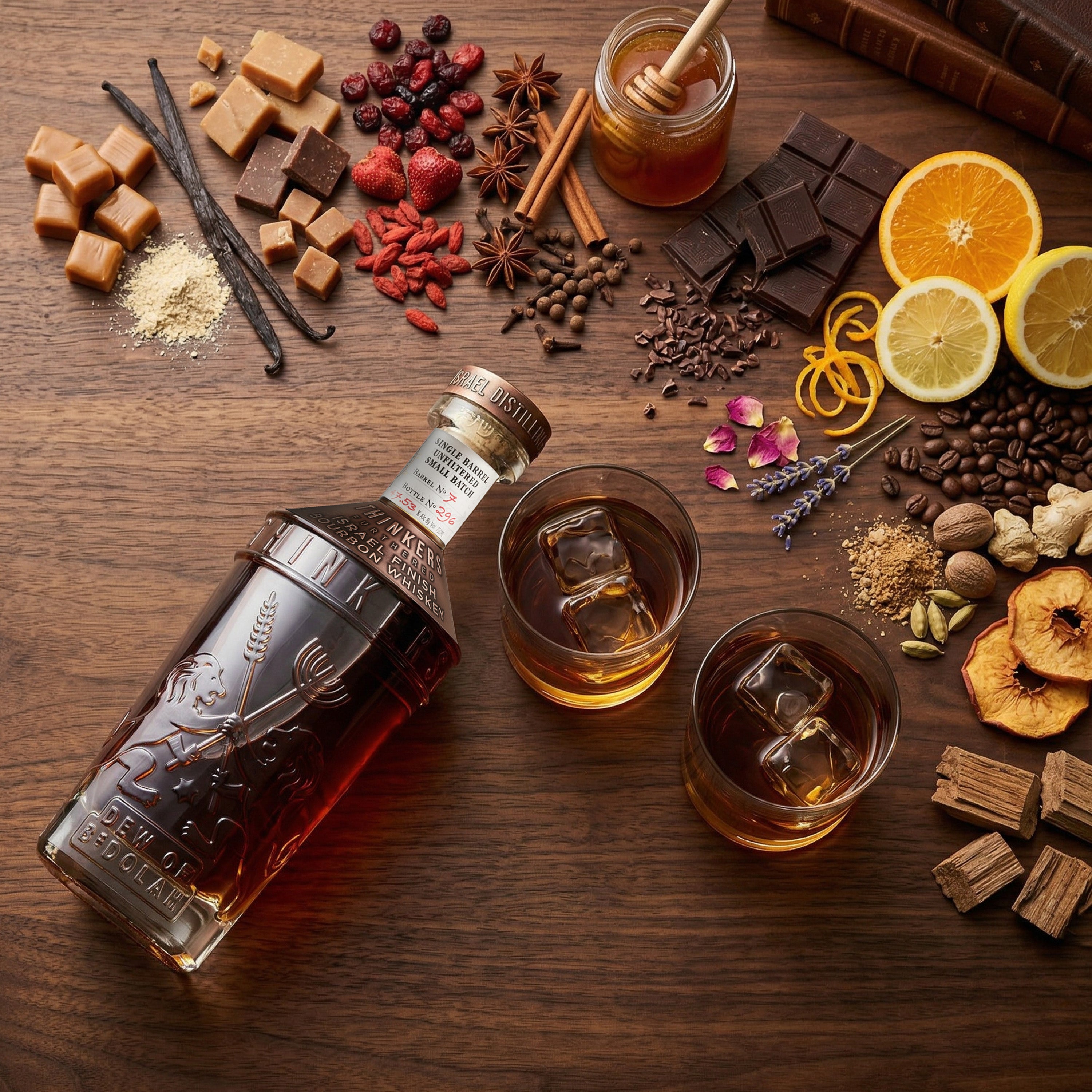 Thinkers Dew of B'Dolah Bourbon Whiskey - 700ml, 47% vol – Flavors of Vanilla, Toffee & Chocolate