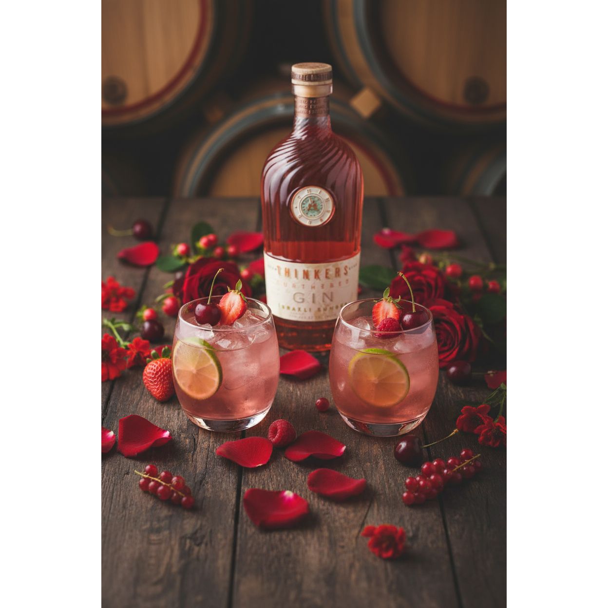 Thinkers Sunset Gin - New World Gin with Rose Petals & Red Berries - 700ml, 40% vol