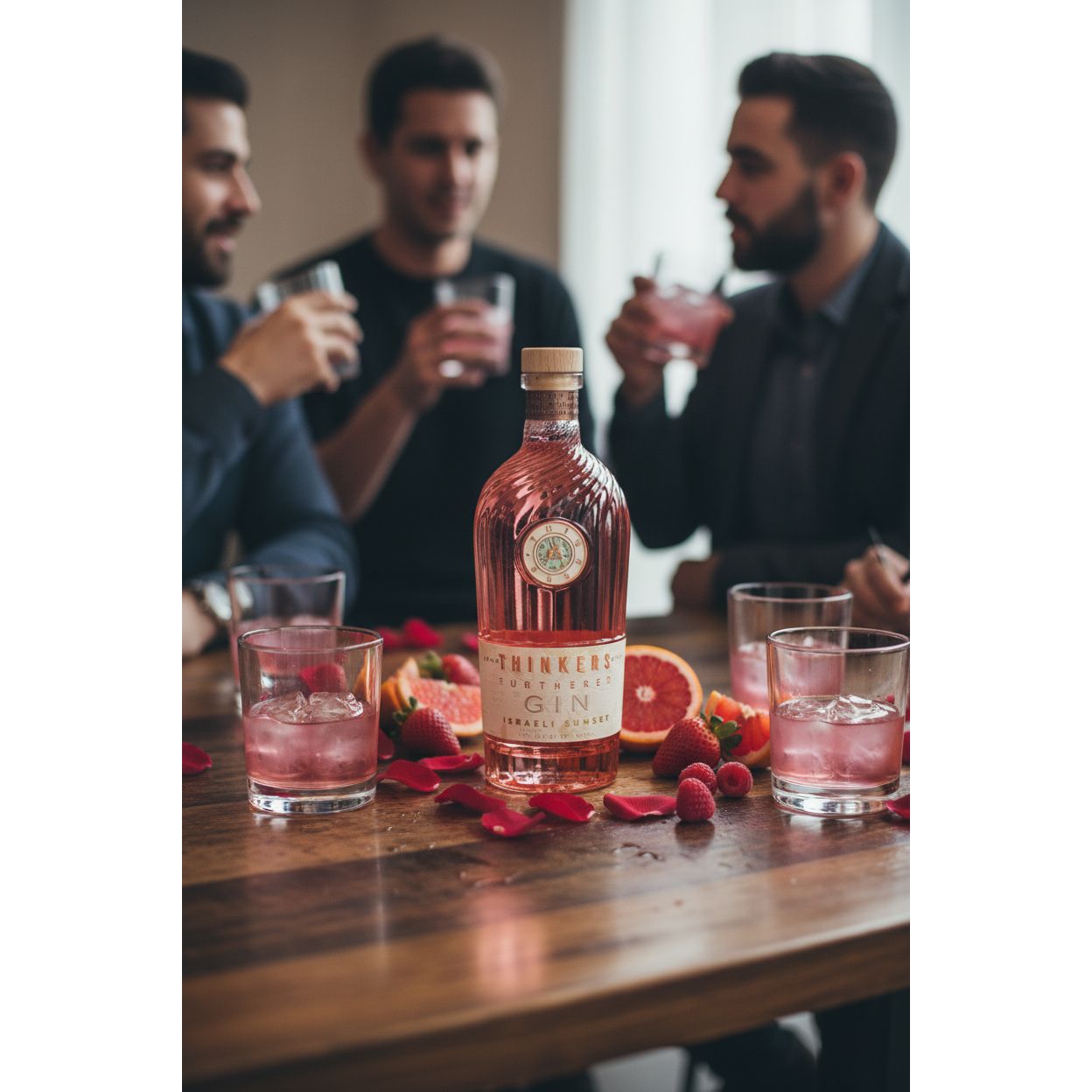 Thinkers Sunset Gin - New World Gin with Rose Petals & Red Berries - 700ml, 40% vol