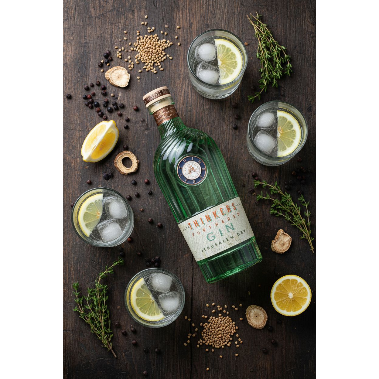 Thinkers Premium Jerusalem Gin - Handcrafted with Botanicals – 700ml, 42% vol