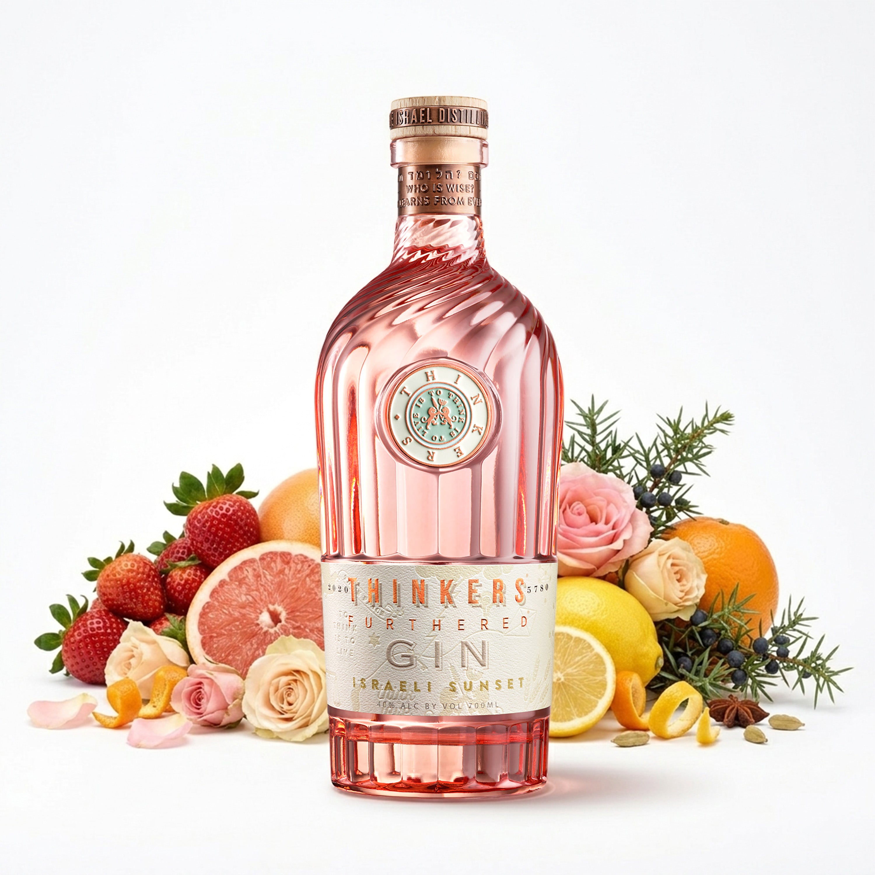 Thinkers Sunset Gin - New World Gin mit Rosenblättern & roten Früchten - 700ml, 40% vol