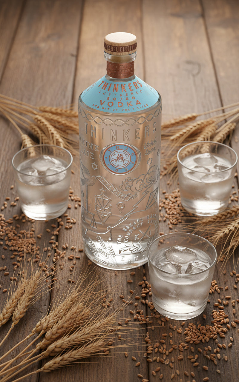 Thinkers Vodka 40-60 - samtig-seidiger Premium Vodka aus rotem Winterweizen - 1000ml, 40% vol