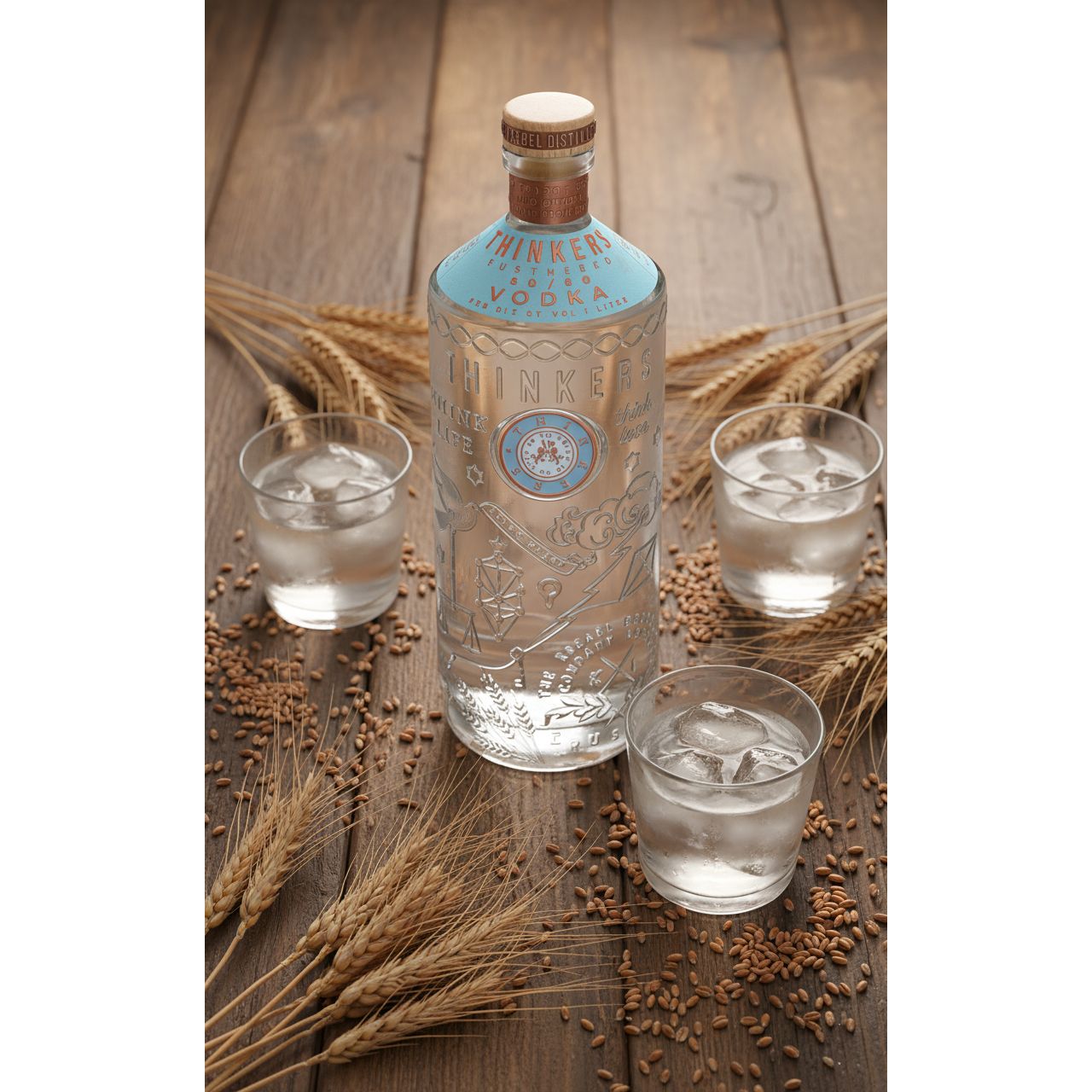 Thinkers Vodka 40-60 - velvety smooth premium vodka made from red winter wheat - 700ml, 40% vol