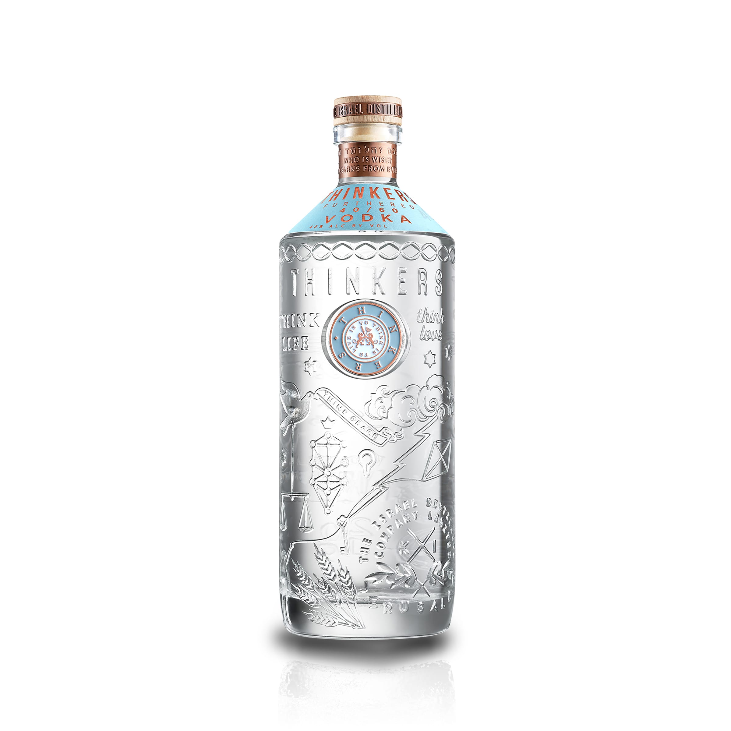 Thinkers Vodka 40-60 - velvety smooth premium vodka made from red winter wheat - 700ml, 40% vol