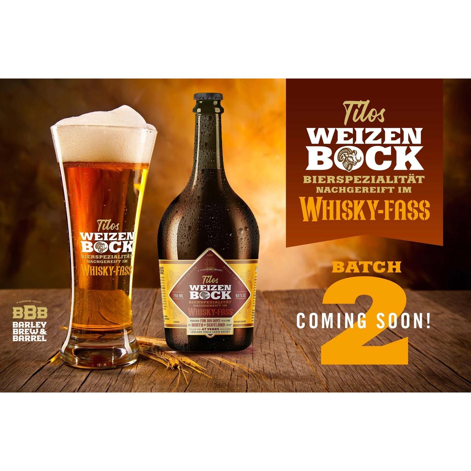 Tilos Wheat Doppelbock - Batch 2 - Beer finished in a North of Scotland 1973 Cask - 9.5% Vol - 0.75l