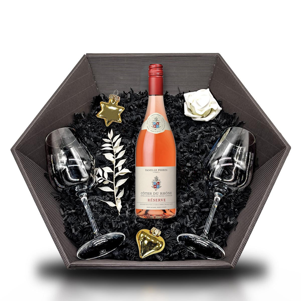 2019 Famille Perrin Cotes du Rhone Reserve Rose - Frankreich 0,75L 13% Vol Giftbasket